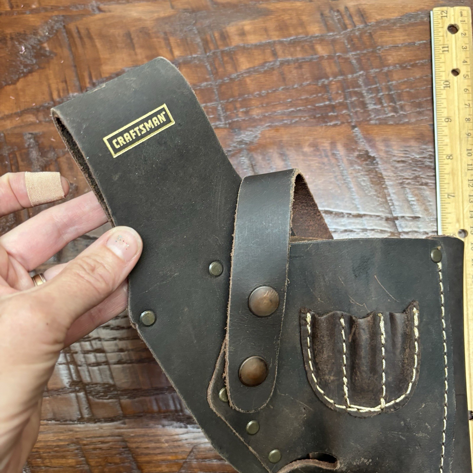 Craftsman #940528 Leather Power Tool Belt Drill Holster Pouch w bit holder slots