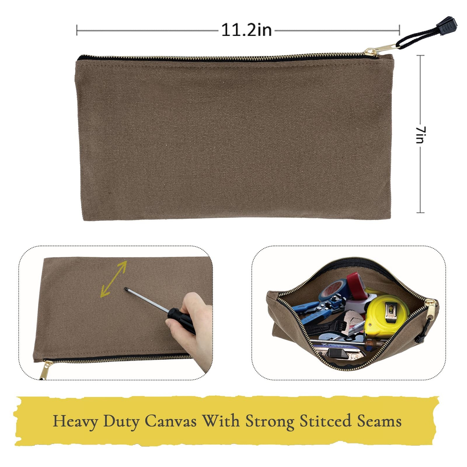 Heavy Duty Canvas Tool Bag Organizer – 7 Pack Zipper Utility Pouches in Assor…