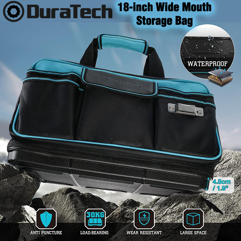 DURATECH 17-in Wide Mouth Tool Bag Large Storage 32 Pocket Bag Organizer w/Strap