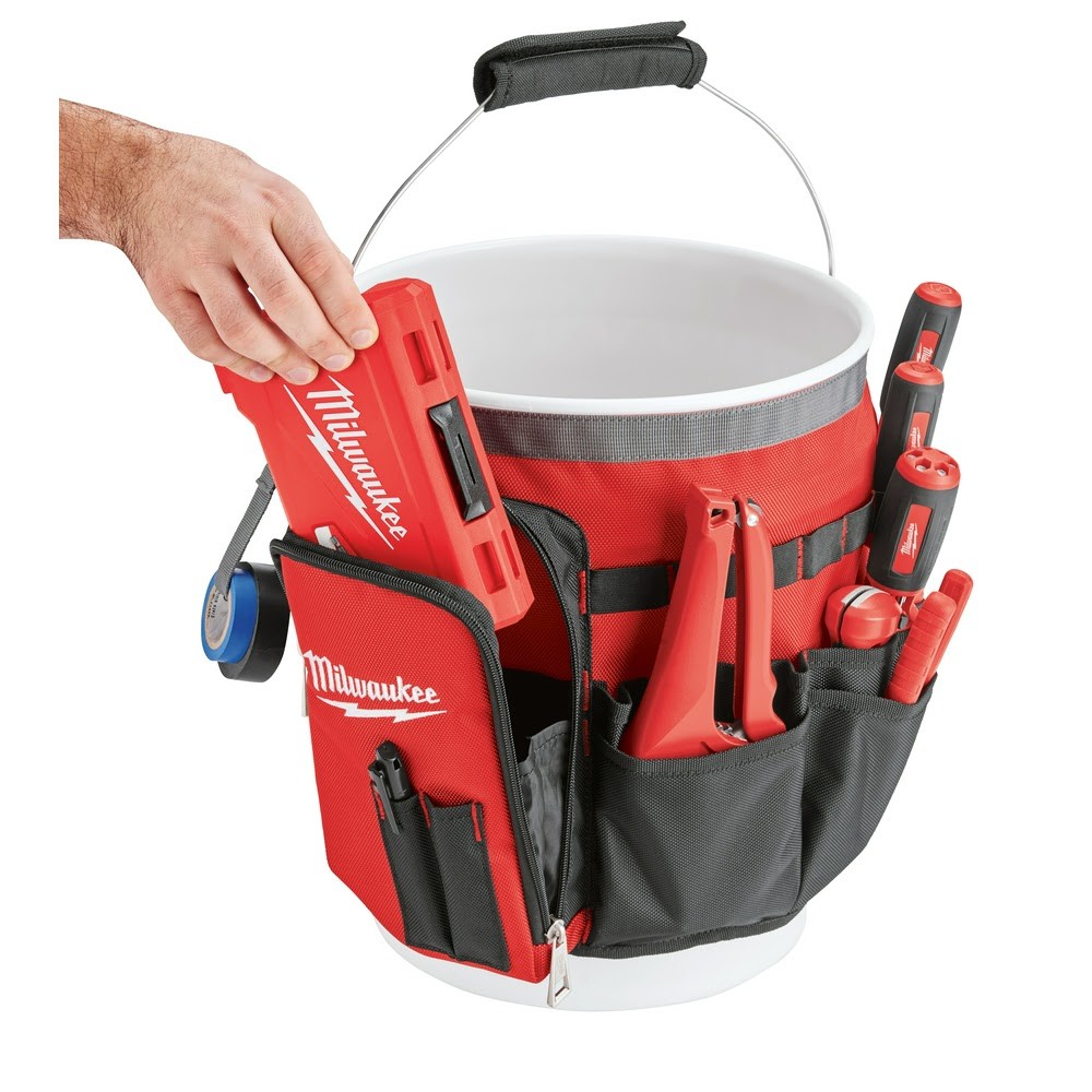 Milwaukee 48-22-8175 10-Inch Open Bucket Organizer Bag, 32 Exterior Wrap Pockets