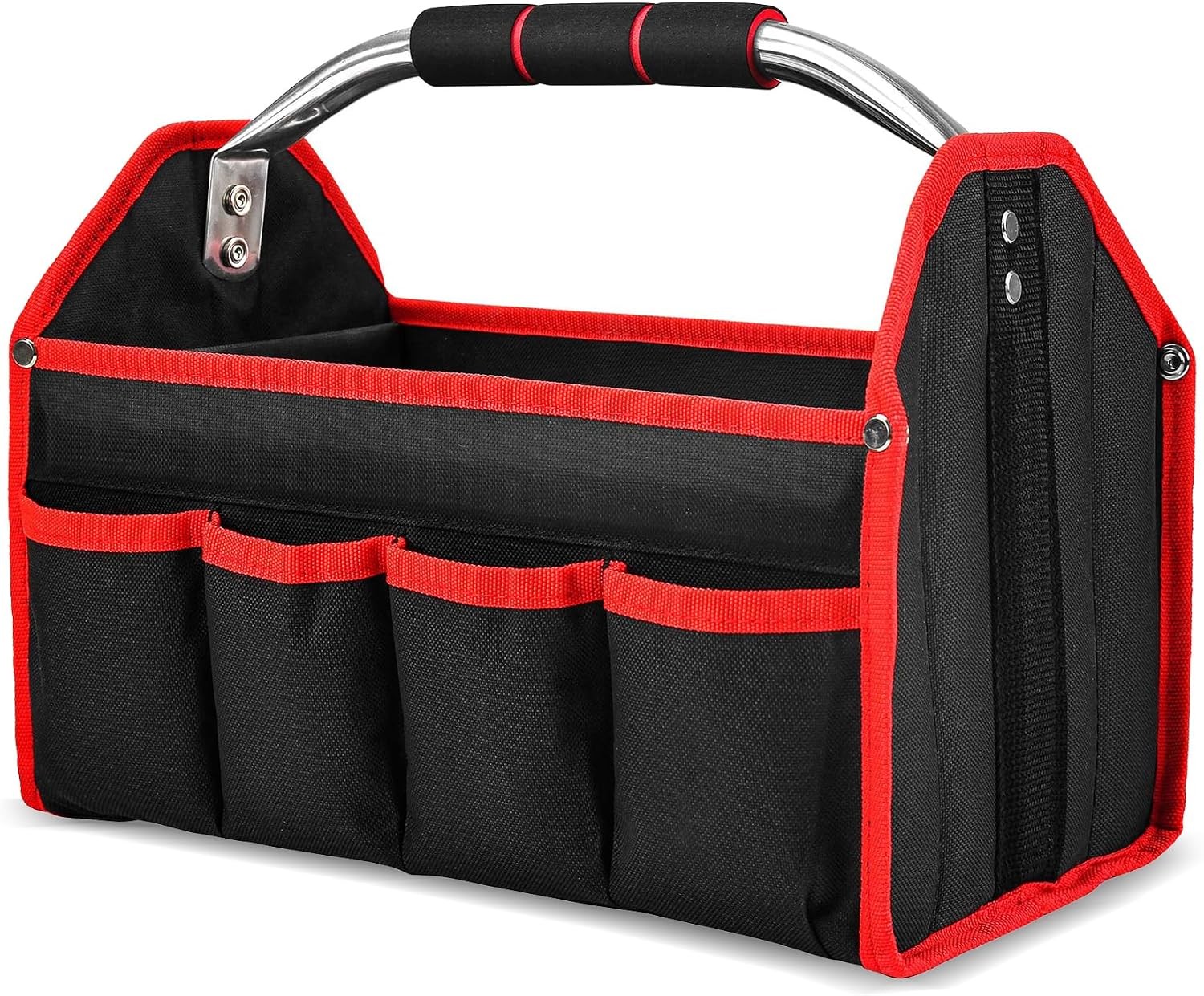 18″ Foldable Tool Tote Open Top Tool Bag W/ Removable Divider & Stiff Frame