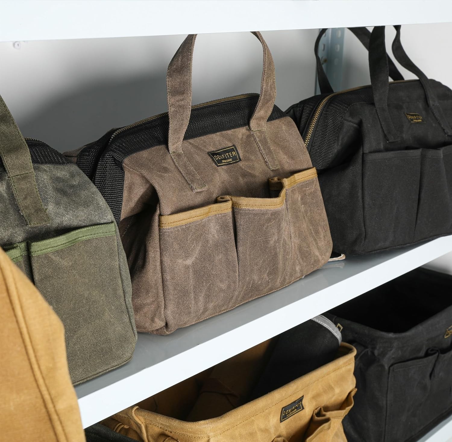Tool Bag 13in Heavy Duty 16oz Waxed Canvas, Wide Mouth Water-Resistant
