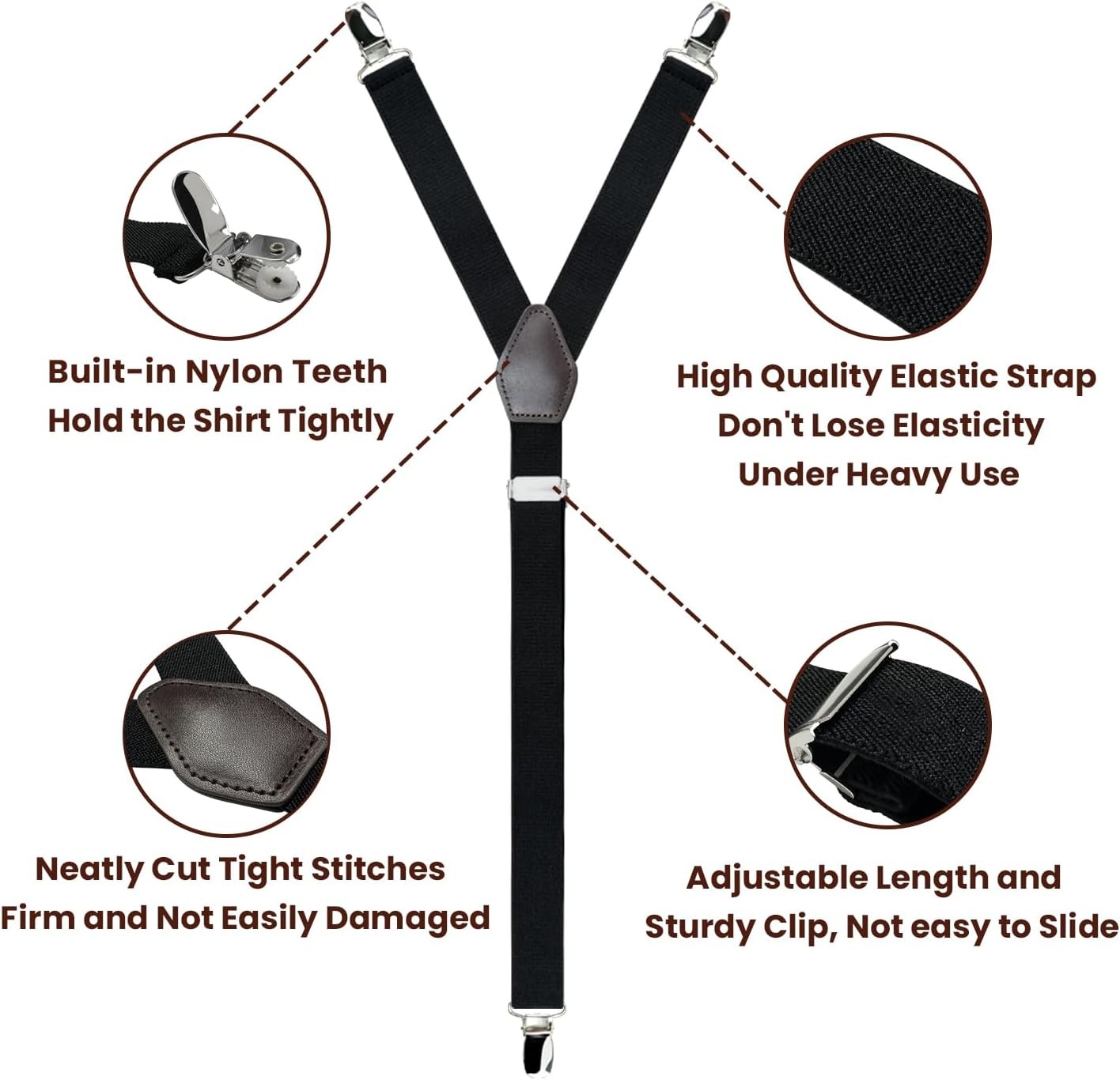 Linemoon Shirt Stays for Men Adjustable Elastic Dress Garters Black