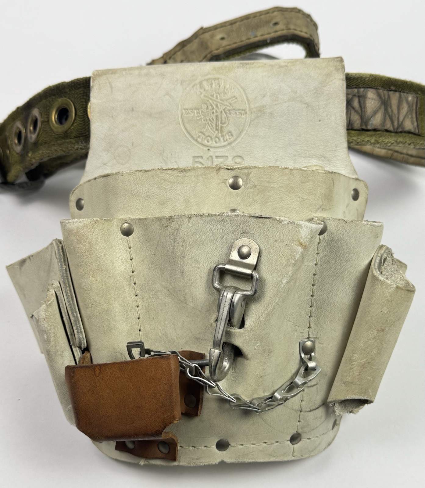 VTG Klein Tools 5178 Leather Lineman Utility Belt Pole Climbing Electrician Gear