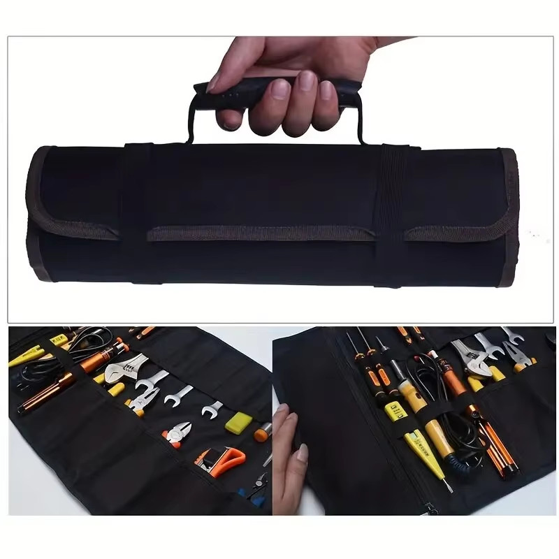 Multi-function Tool Roll Up Bag Canvas Wrench Pouch Organizer Bags w/22 Pocket