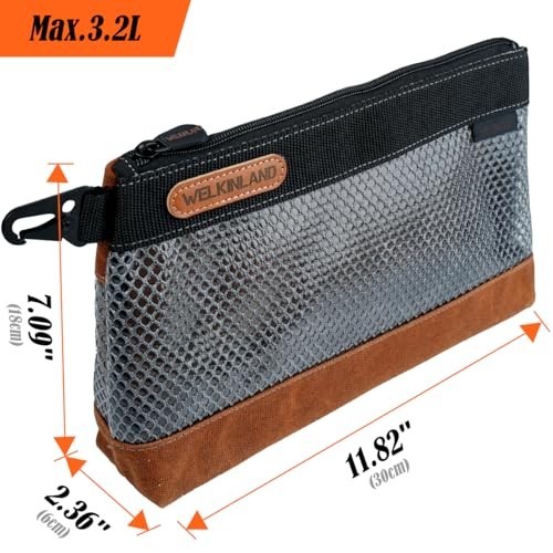 Waxed Canvas Tool Pouch 12 Inch See Through Zipper Bag 4 Pack Heavy Duty Tear