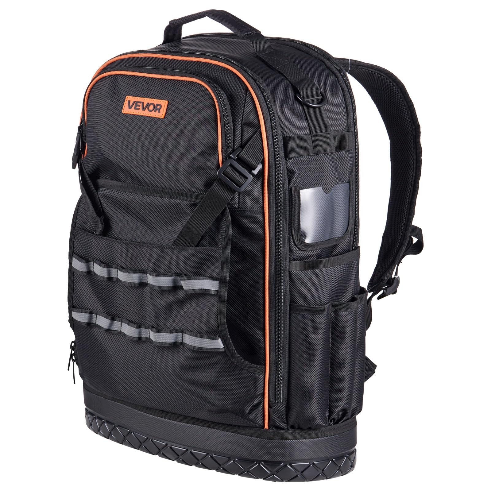 VEVOR Tool Backpack, 65 Pockets, Heavy-duty 65 Pockets + Non-Rolling, Black