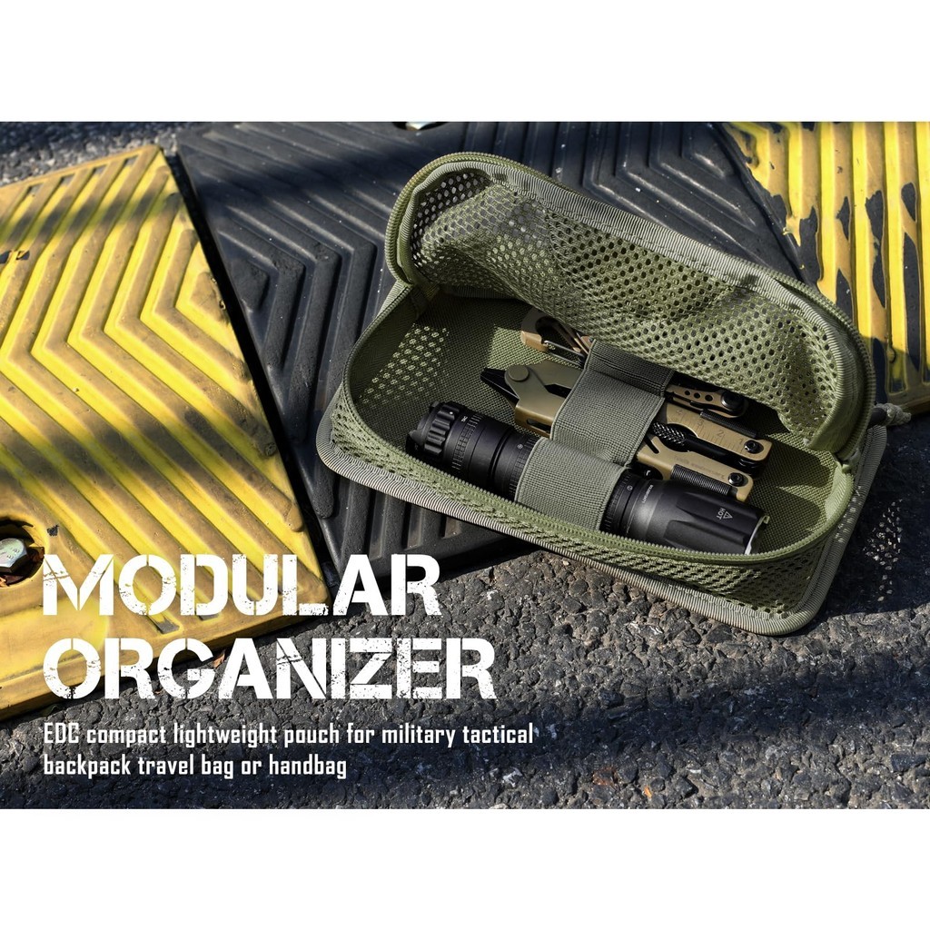 Mesh tool organizer with zipper hook loop for backpack expansion outdoor