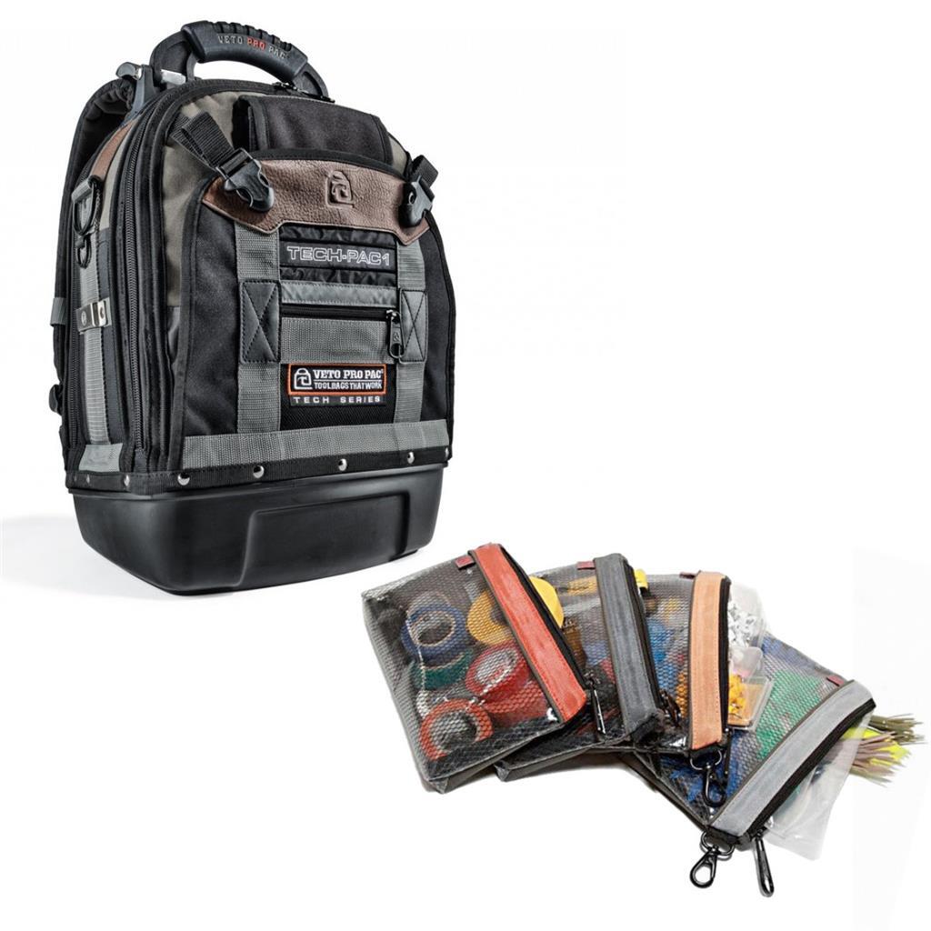 Veto Pro Pac Technicians TECH-PAC Tool Carry Bag & Parts Bags Pack of 4 PB4