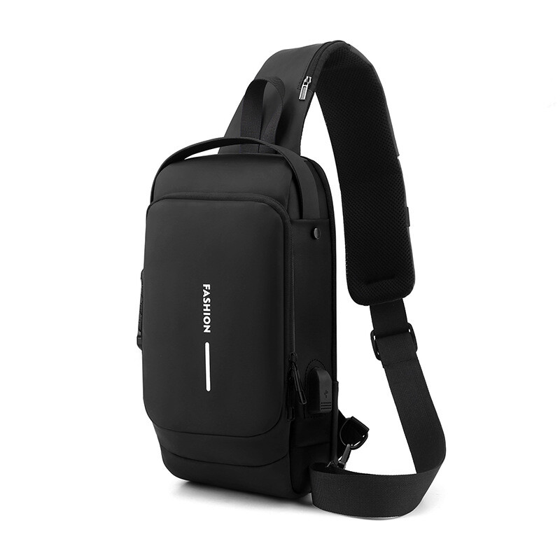 Men’s crossbody combination lock Anti-theft outdoor sports usb port chest bag