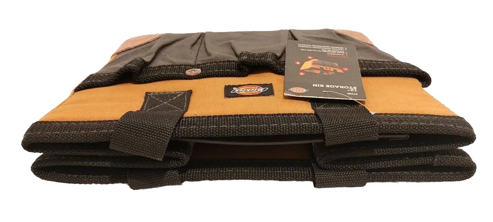 Dickies 12 Inch Durable Canvas Tool Tote Storage Bin Organizer Tan/Gray – 57036