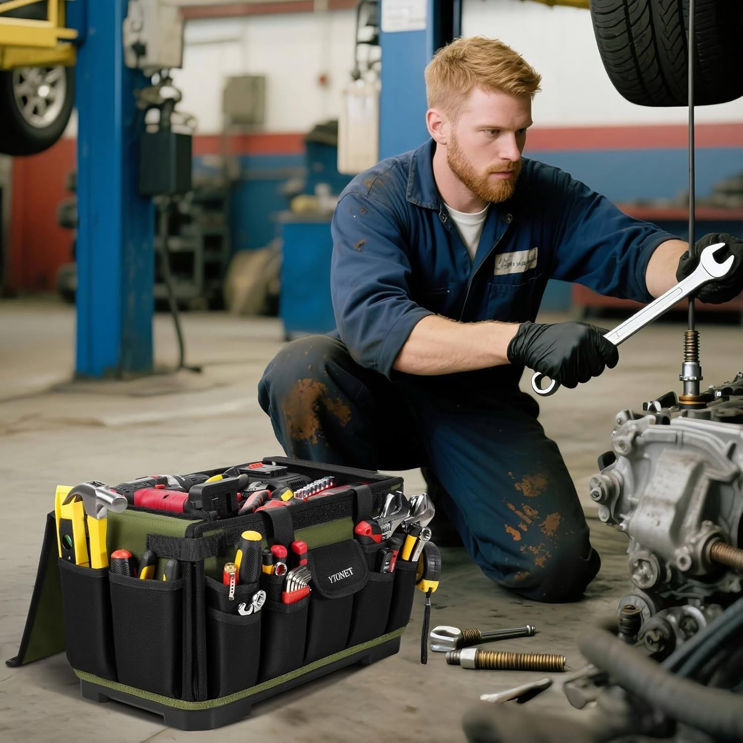 Extra Large 18-Inch Tool Bag – 46 Pocket Organizer for Electricians & Mechanics