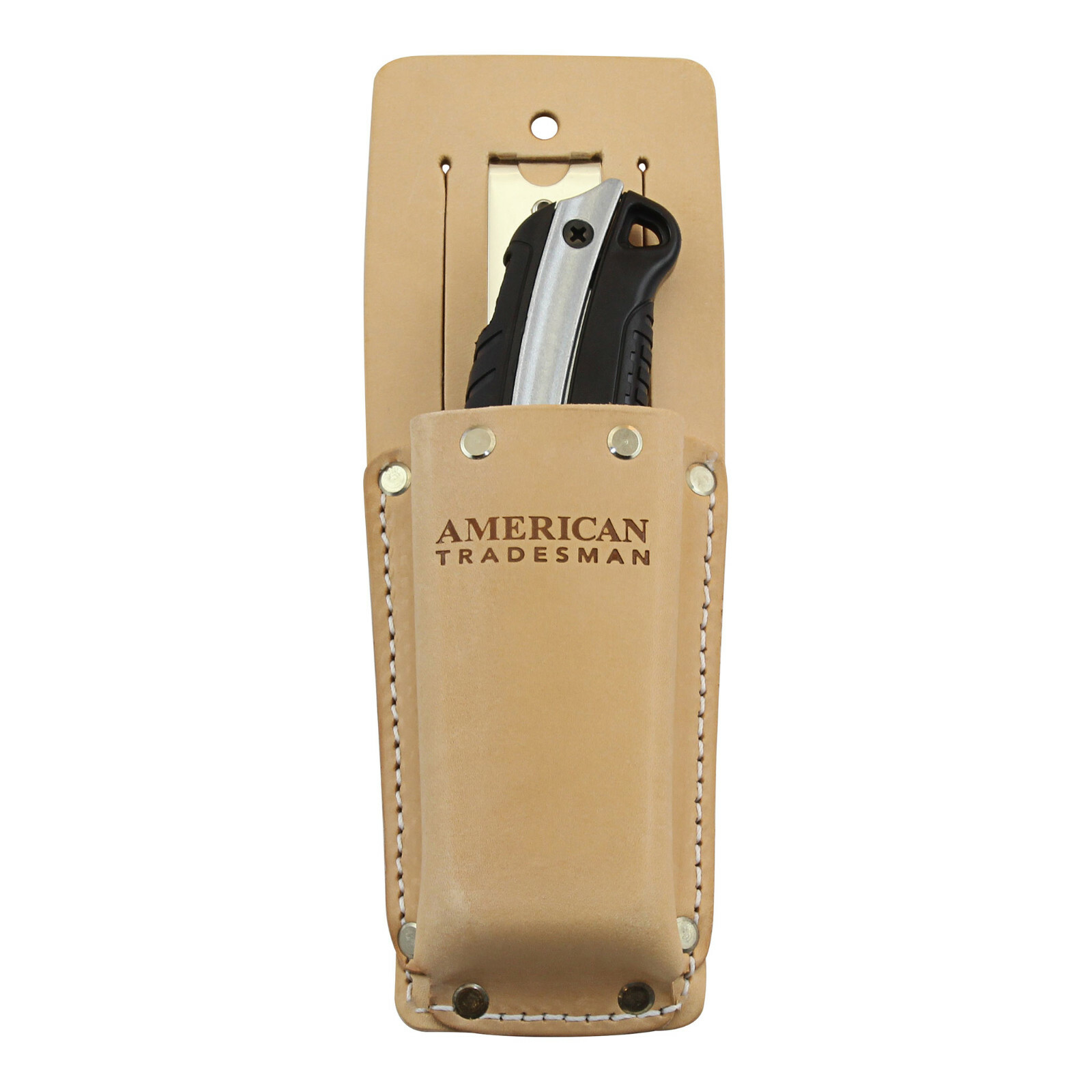 American Tradesman 554 – Leather Utility Knife Holder Holster with Belt Clip