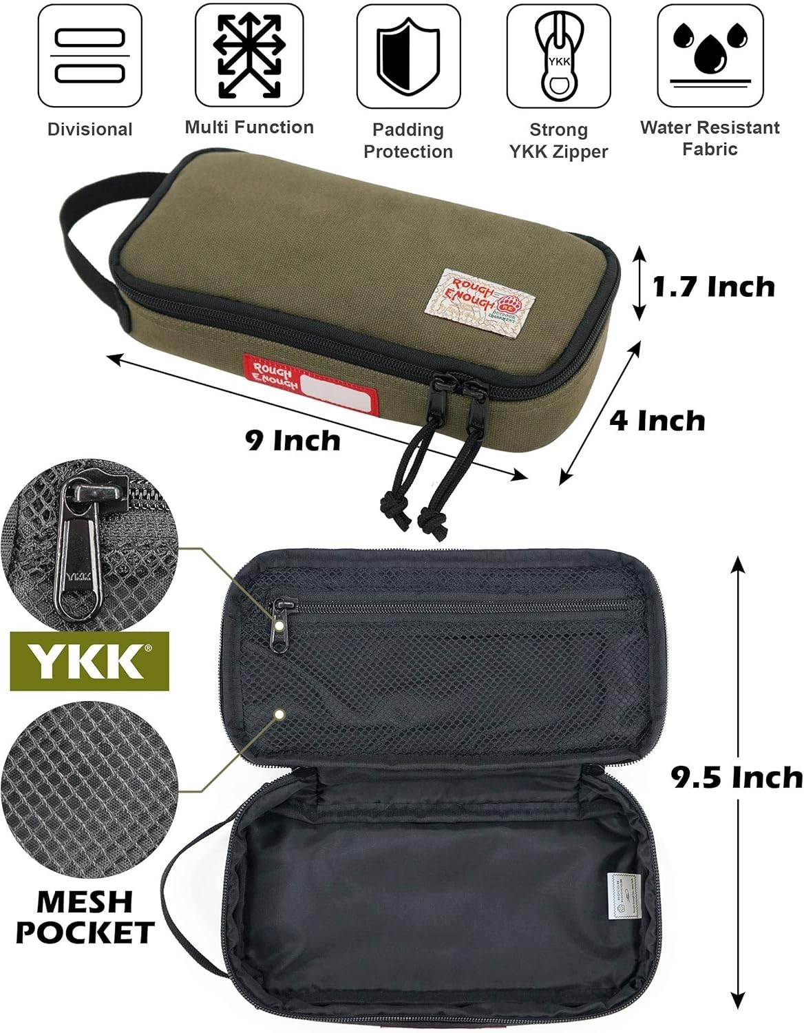 Durable EDC Tool Bag in Army Green – Compact Organizer with Zipper Handle