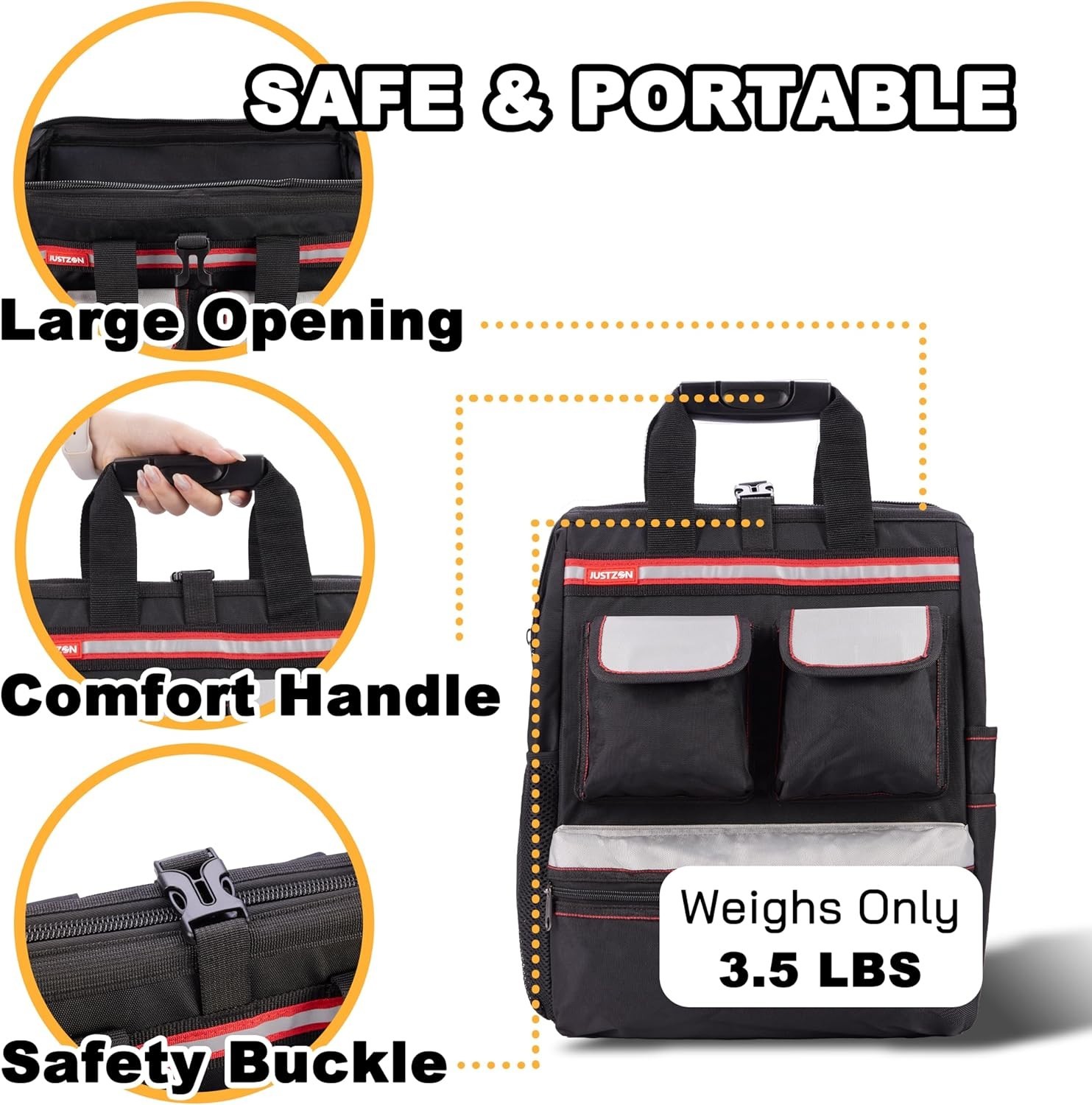 Backpack Tool Bag with Padded Back Support Heavy Duty Tool Kit Carrier