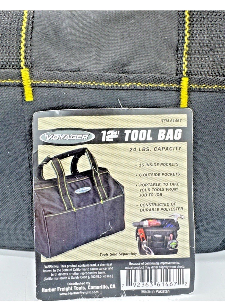 Voyager 12″ Tool Bag 24 lb Capacity 15 Pockets Black w/ Tags New
