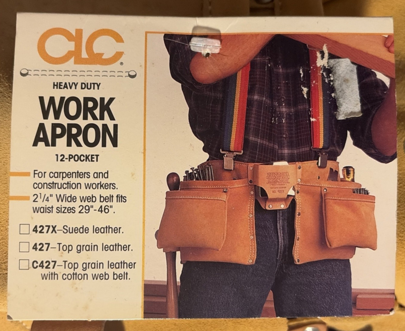 NEW CLC Custom Leathercraft 427X Suede Leather Work Apron Leather Hammer Loops