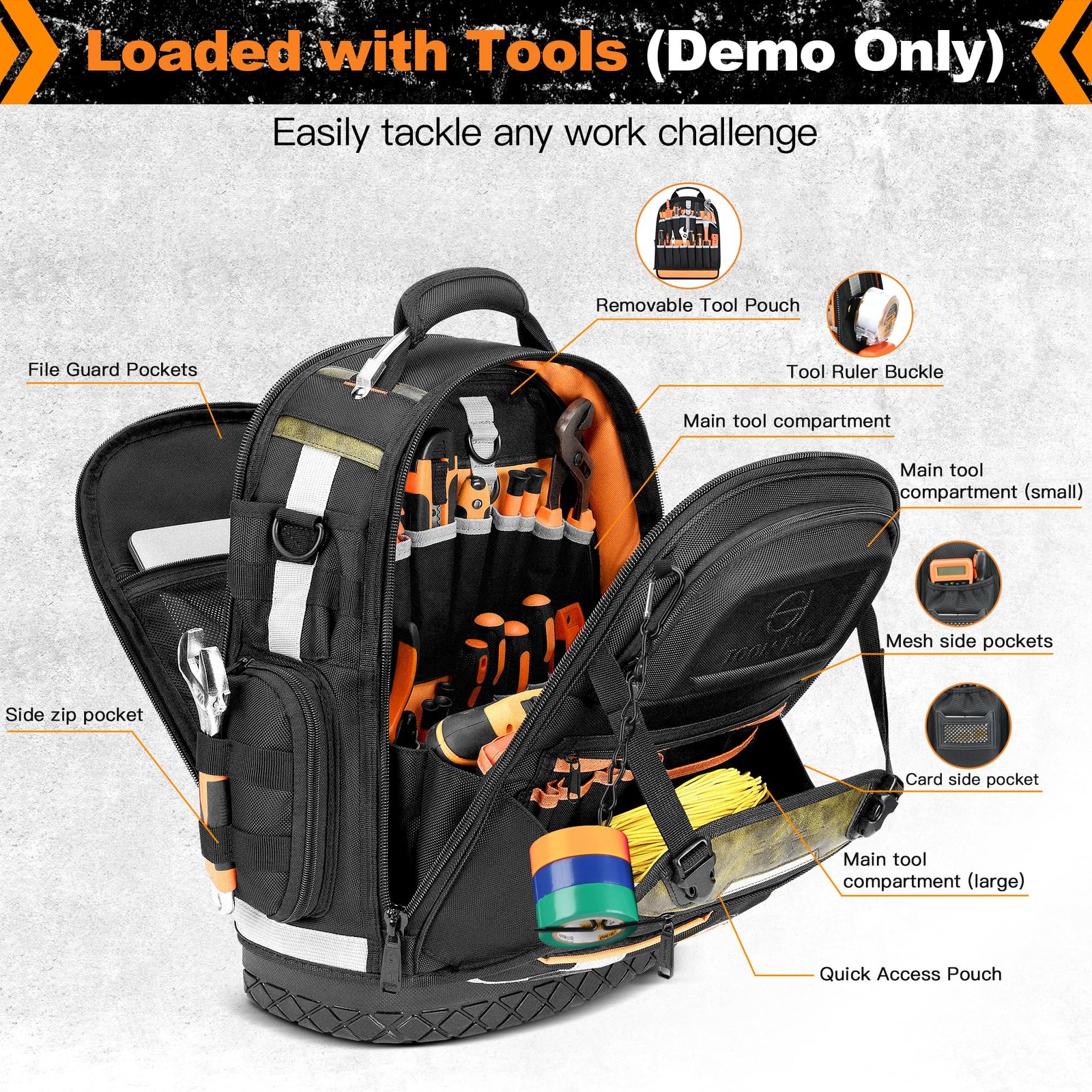 Lokass Tool Backpack Bag Electrician Tool Bag Tools Bag Hvac Tool Bags For Men