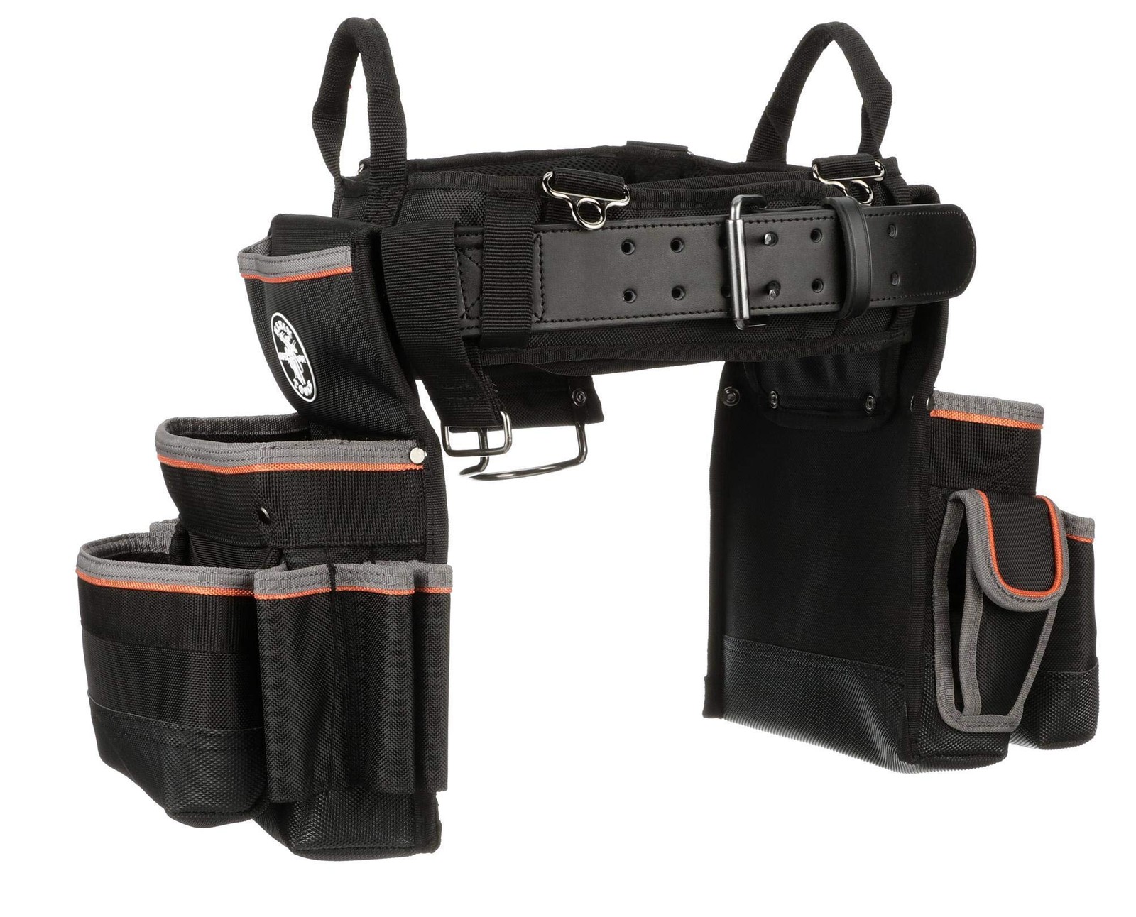 Klein Tools Large Black Tool Belt With Removable Pouches And Wide Open Pockets