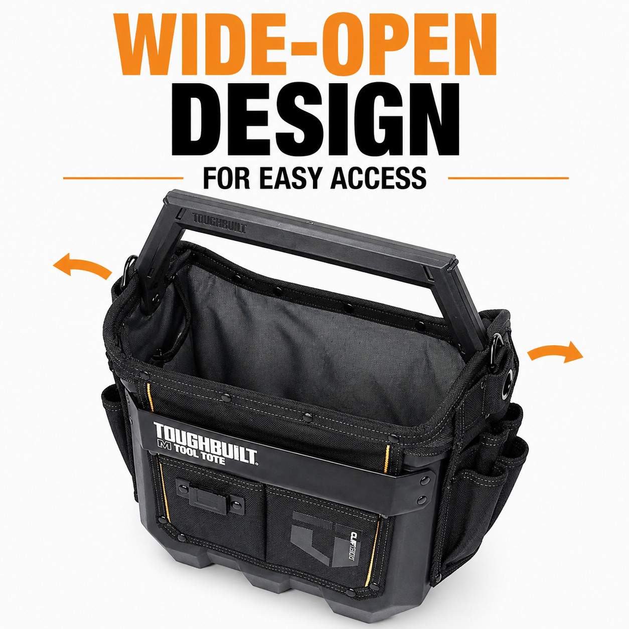 Toughbuilt 12″ Pro Heavy Duty Tool Bag Tote 31 Pockets Wide Opening Work Gear