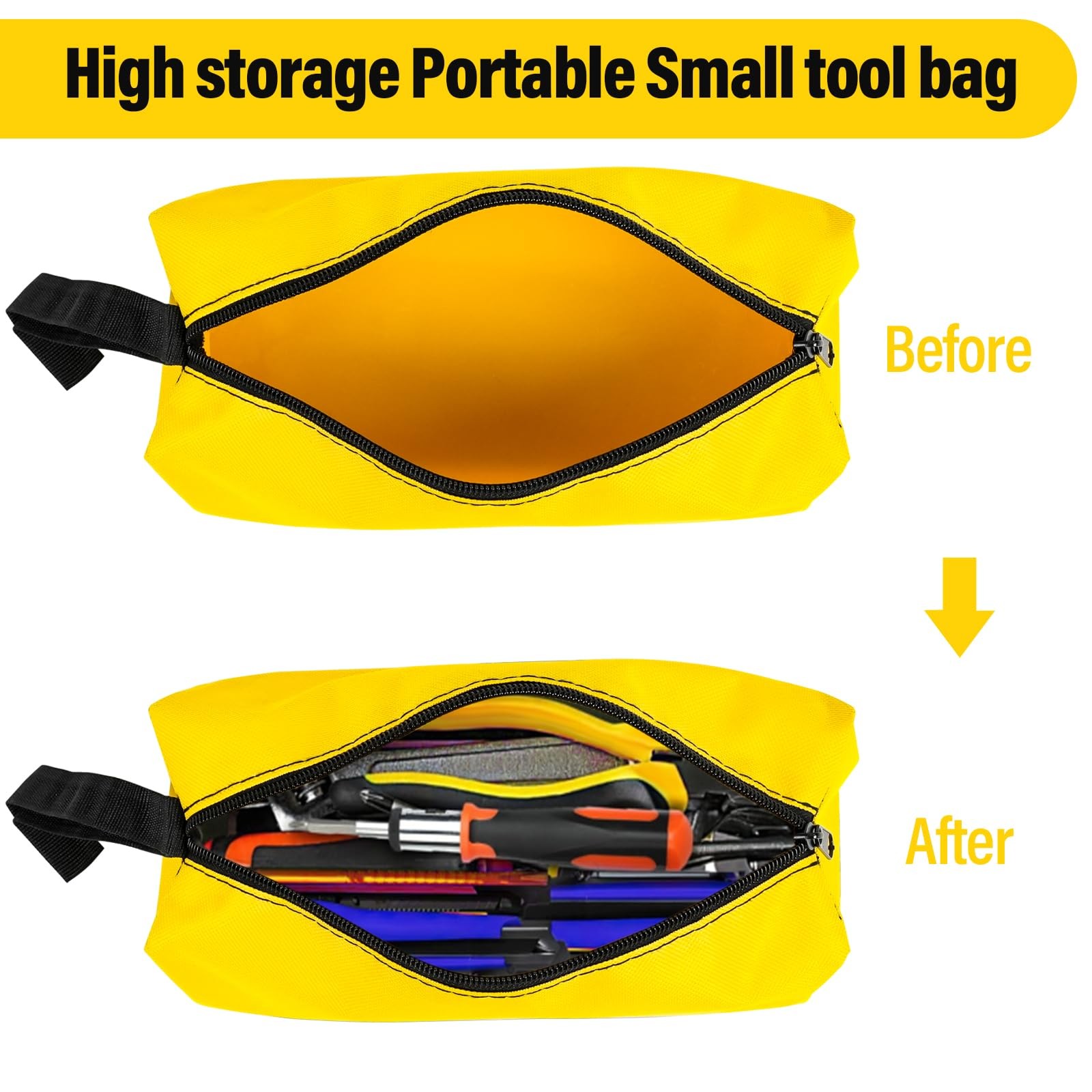 HunterBee 3/5 pack small Tool Organizer bags 9.45″ x 3.35″ x 2.76″, 5 pcs S