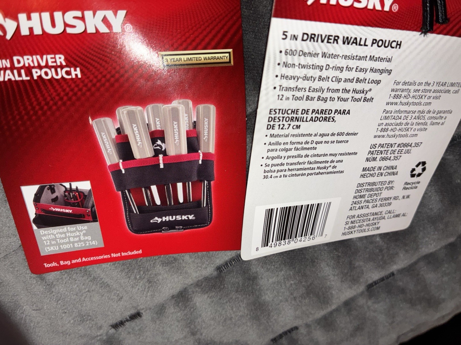 3 New Husky Handyman Clip On Tool Belts Pouch 5″ Red Black Great Gifts Too