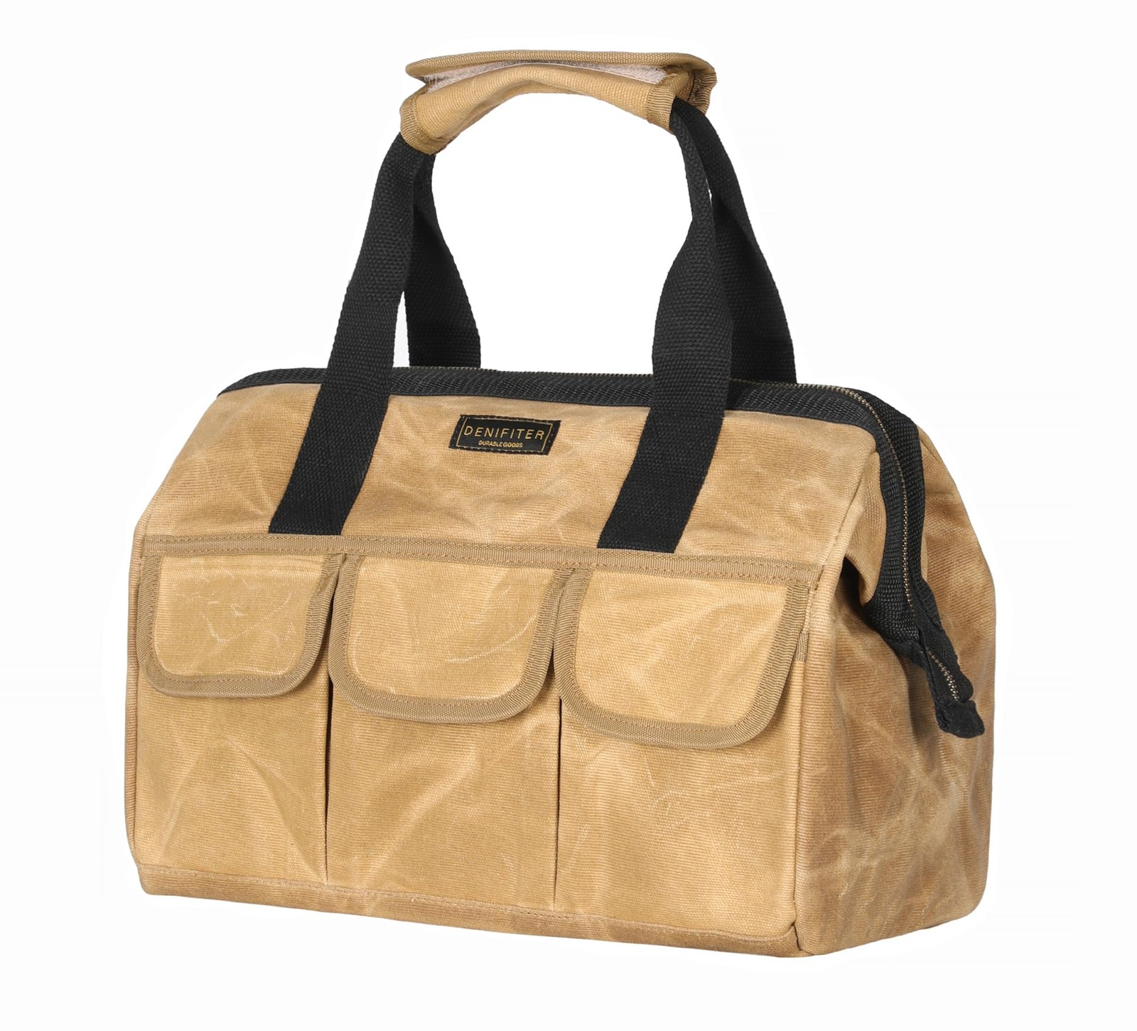 Heavy Duty Tool Bag 15 Inch Wide Mouth WaterResistant Khaki Tote