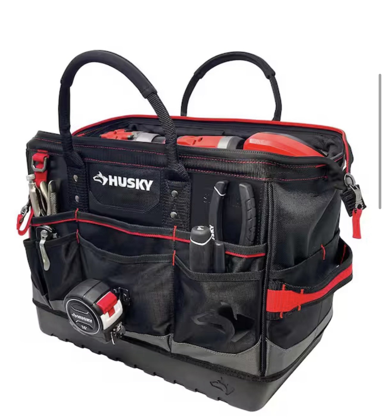 Husky Heavy-Duty 16” PRO Tool Bag Spring Open Close