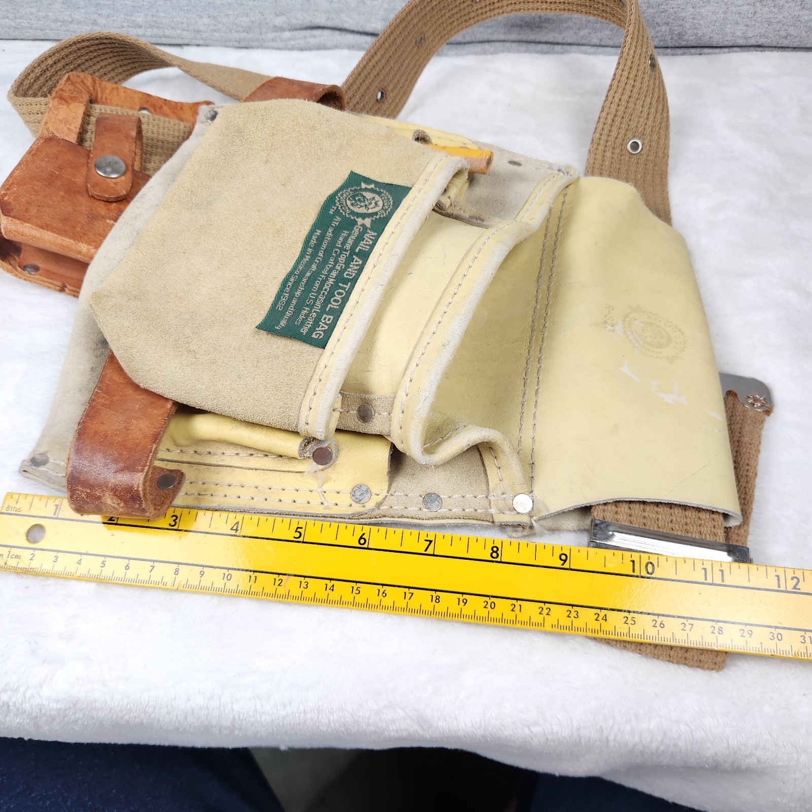 Rooster Leather Nail & Tool Bag R823 With Adj Belt And Tape Pouch Made In Mexico