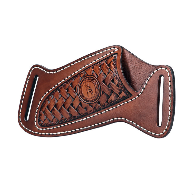 TOURBON Slanted Pancake Knife Sheath Fixed Blade Belt Holster Hunting Camping
