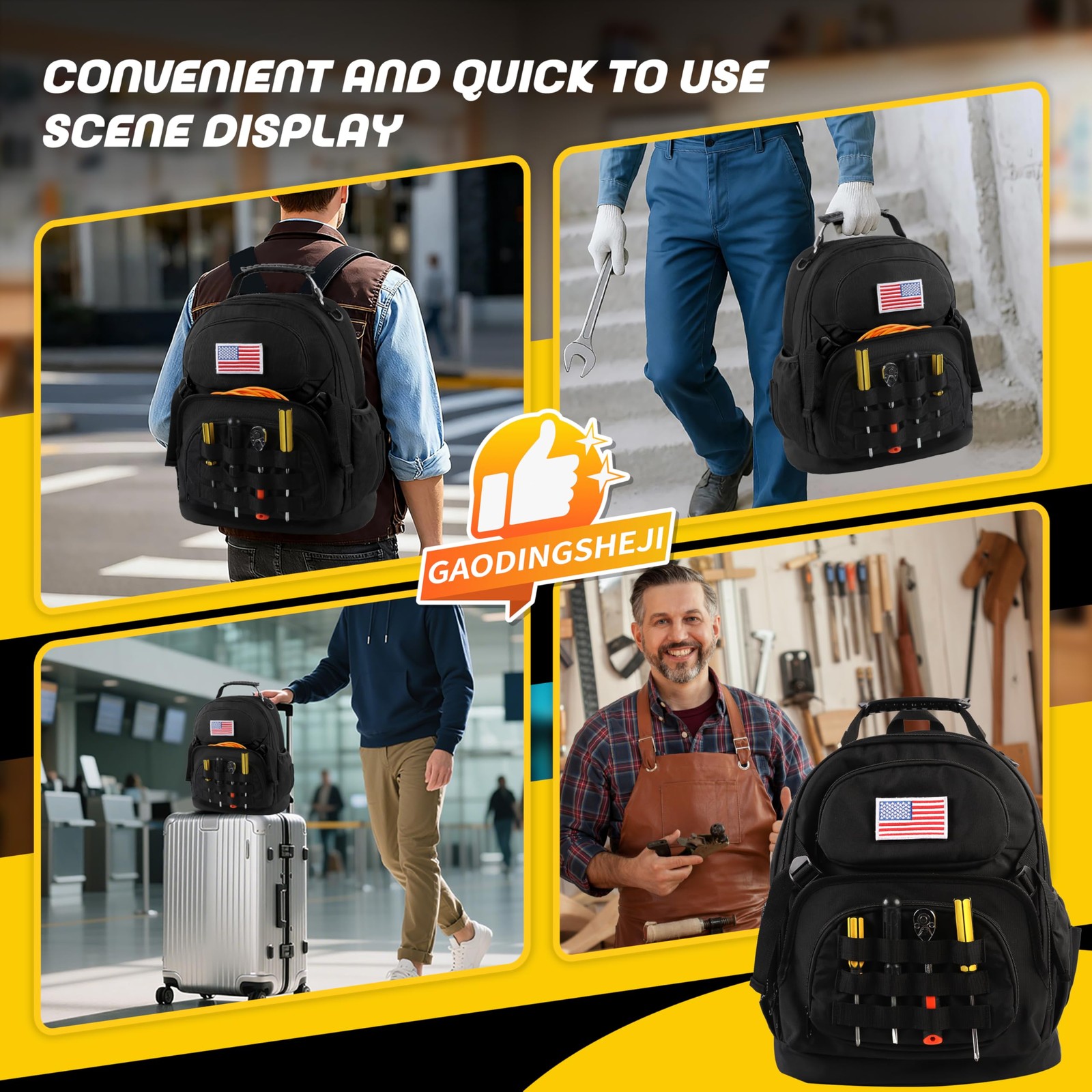 Ecovibe Tool Backpack Heavy Duty Removable Organizer Electrician Backpack For