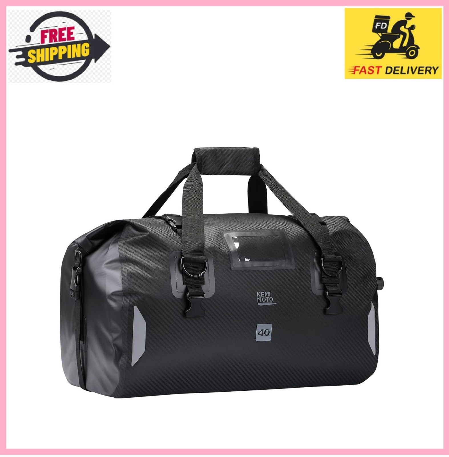 Waterproof Motorcycle Dry Bag – Duffle Tail Bag Soft Luggage, 25L/40L/65L Large
