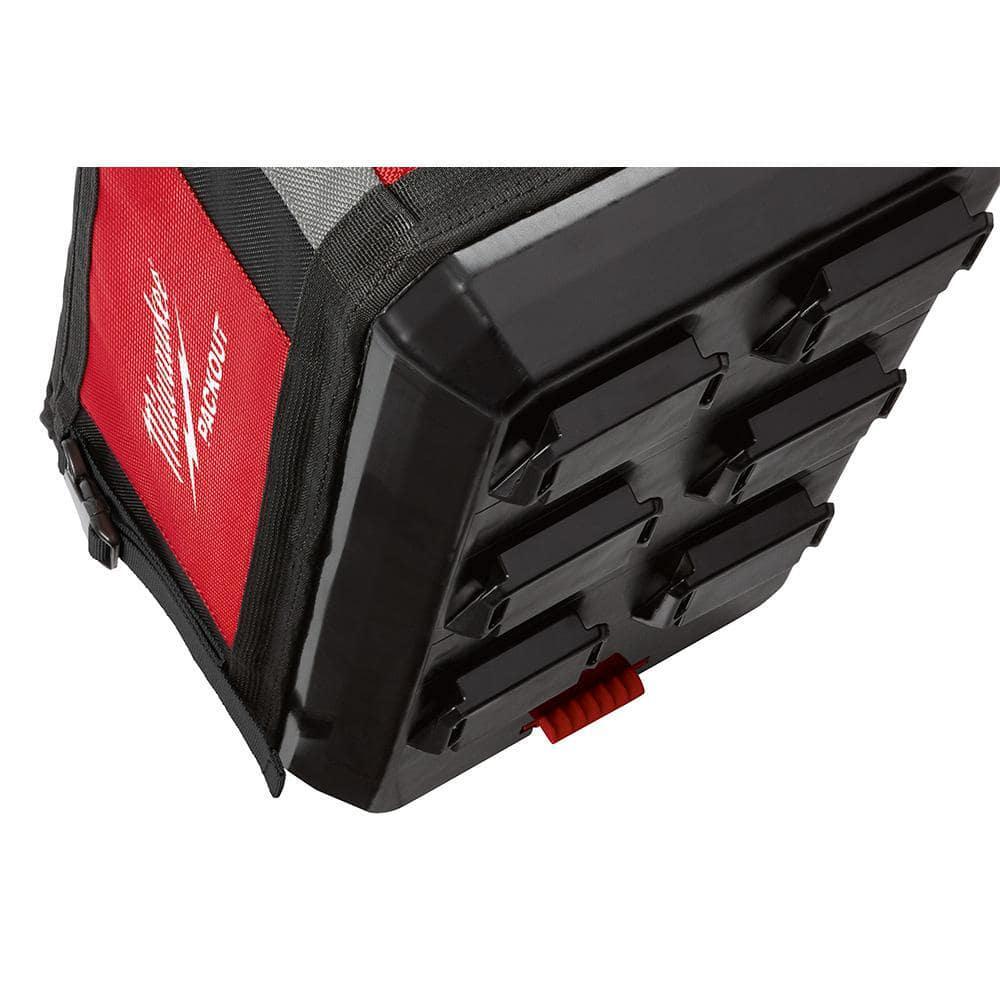 20 in. Packout Tote Modular Storage with Red Tool Zipper Bag Impact Resistant