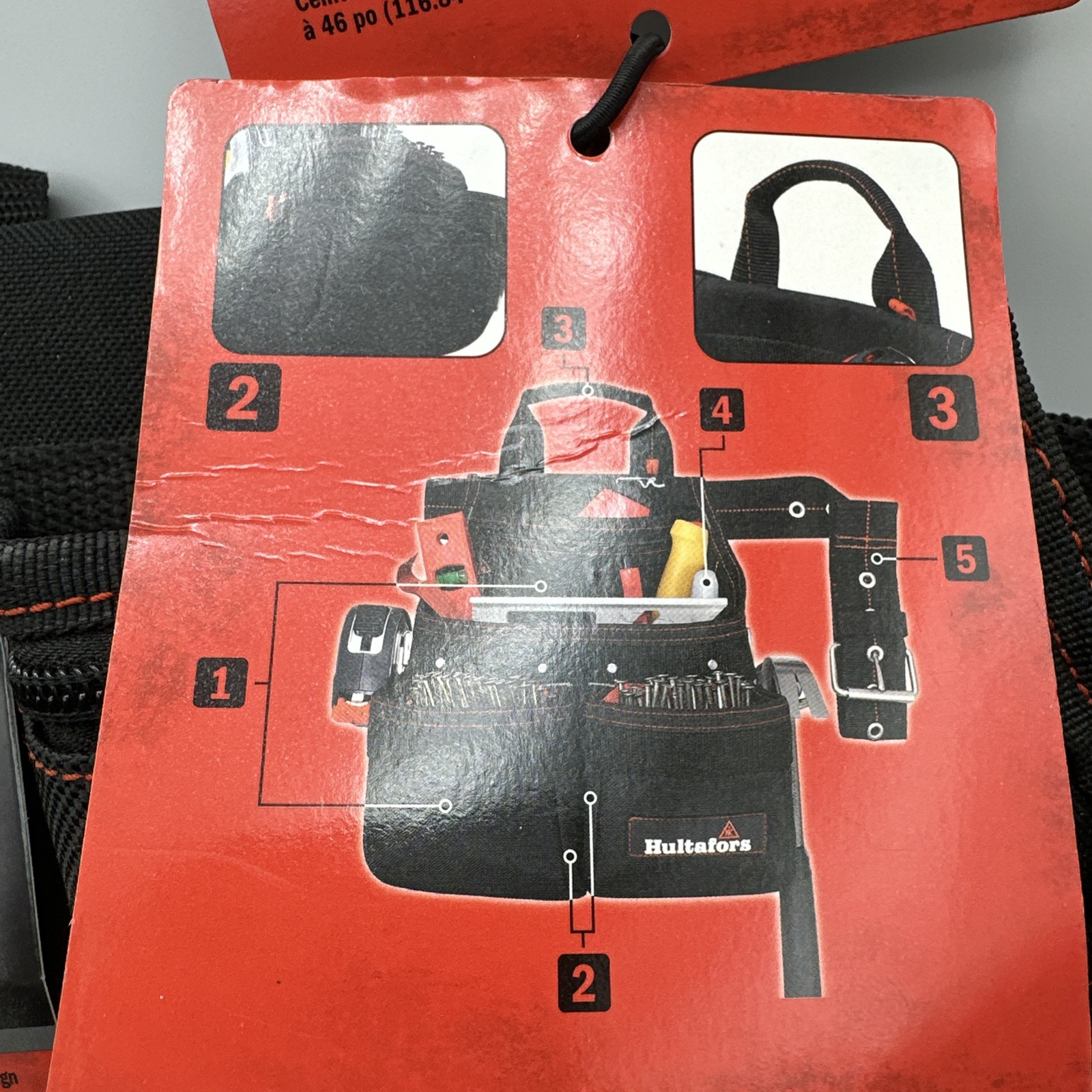 CLC Hultafors Work Gear Ballistic Polyester Tool and Nail Bag W/ Belt Black Red