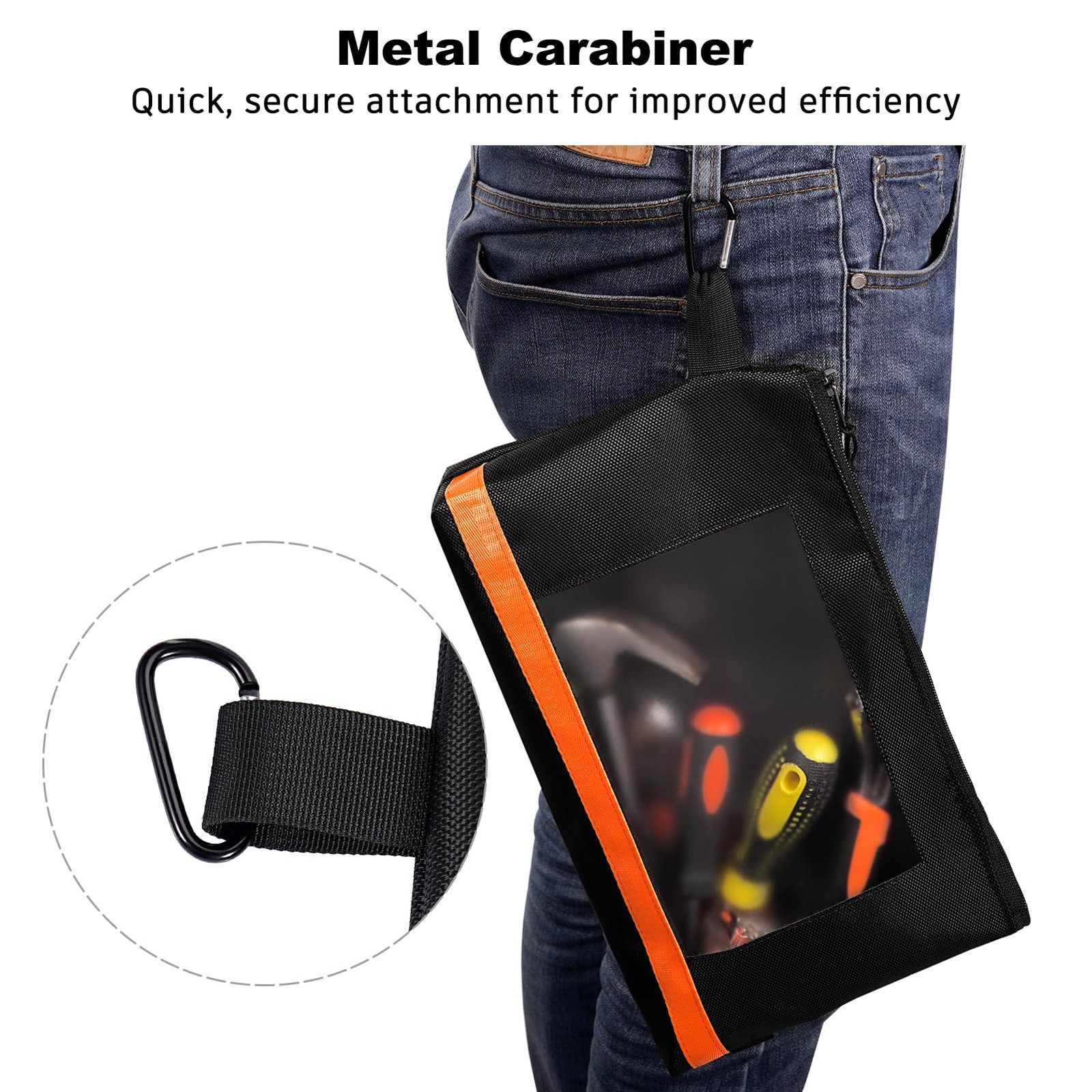 13″ Tool Pouches with Zipper, Heavy Duty Small Tool Bag with Visible Window, …