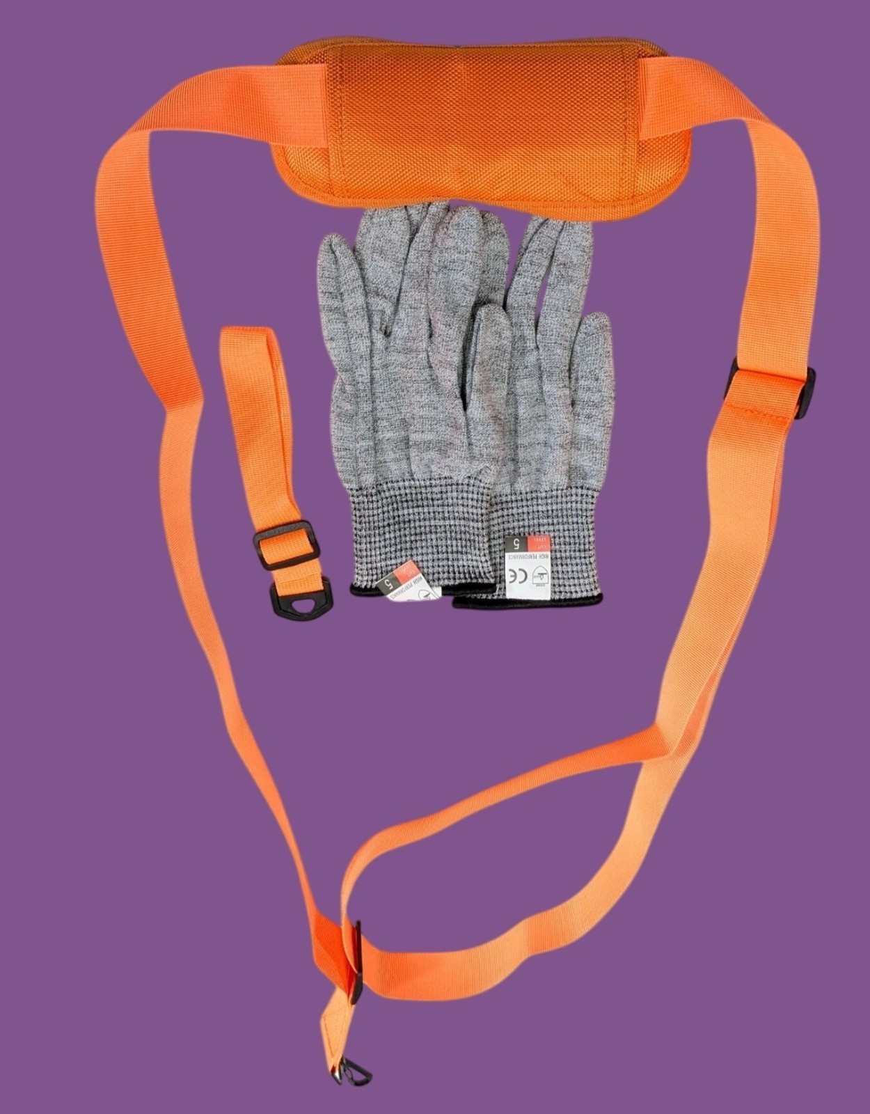 Heavy-Duty Shoulder Trimmer Tool Strap & Cut-Resistant Gloves Set Adjustable
