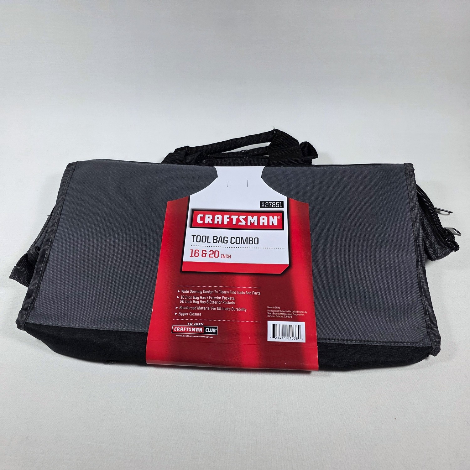 Craftsman 16″ and 20″ Inch Tool Bag Combo 27851 Wide Opening Brand New Old Stock