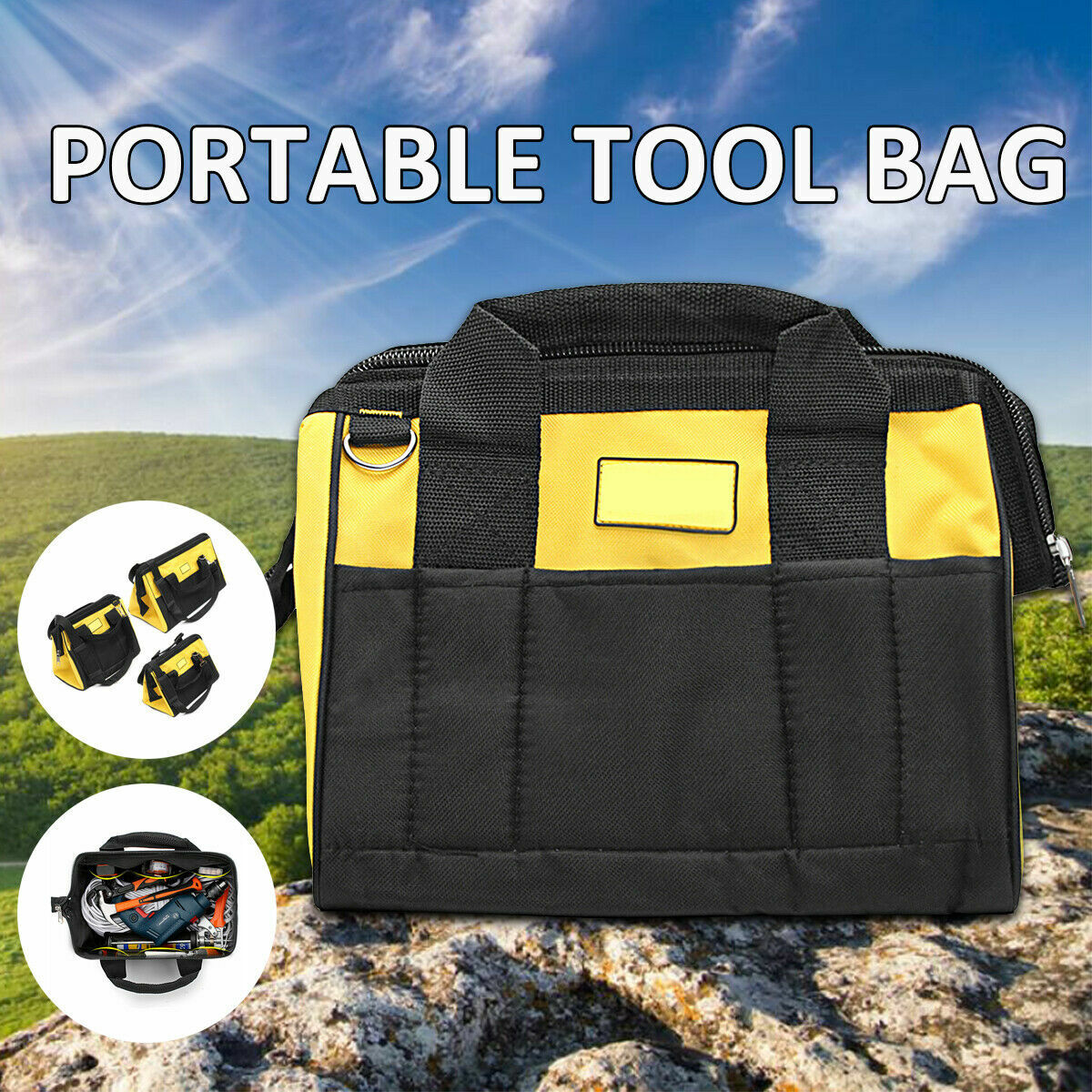 S/M/L Waterproof Heavy Duty Tool Bag Storage Toolbag Working Nylon Canvas Strap