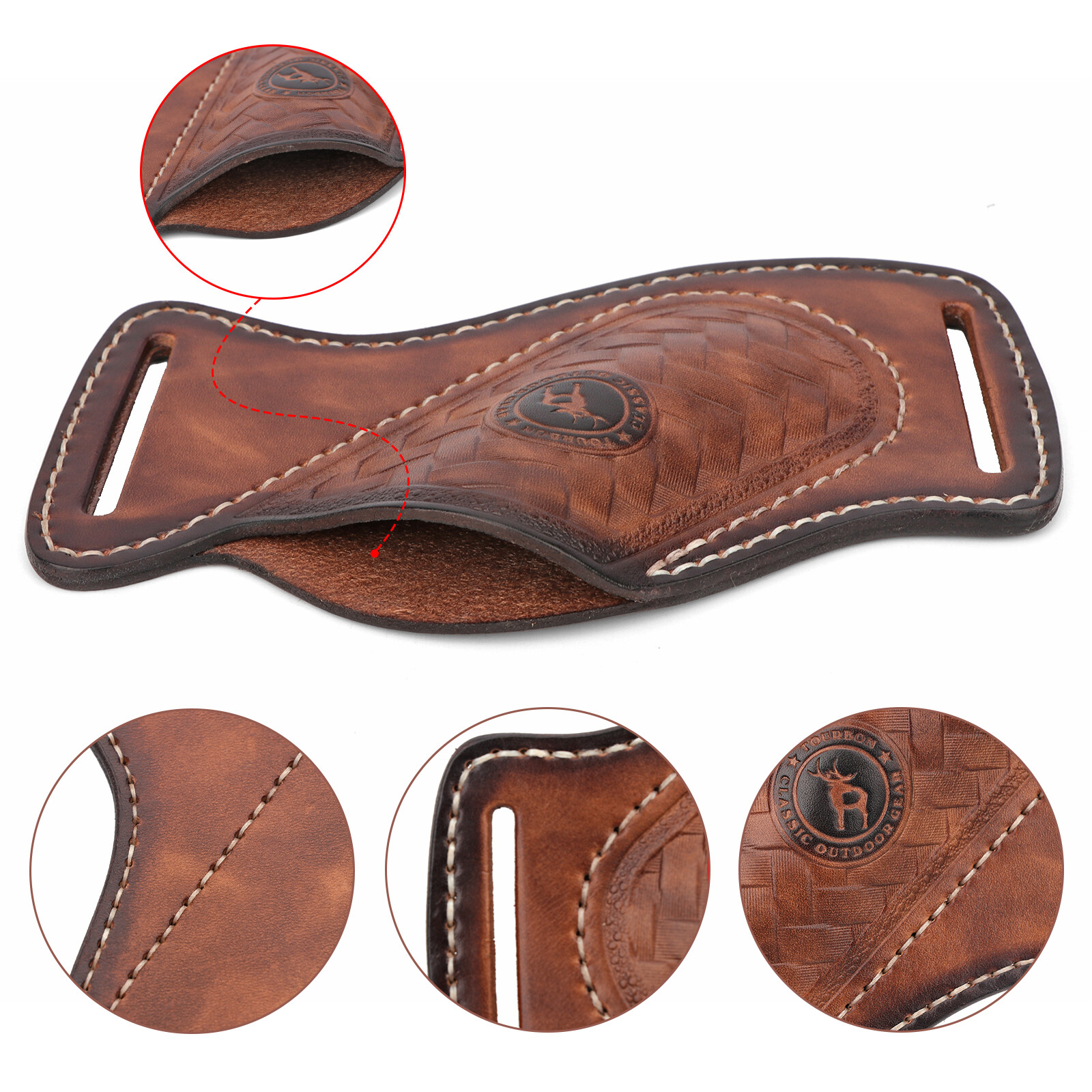 TOURBON Leather Sheath for Camping Knife – Belt Holster Pouch for EDC Pocket