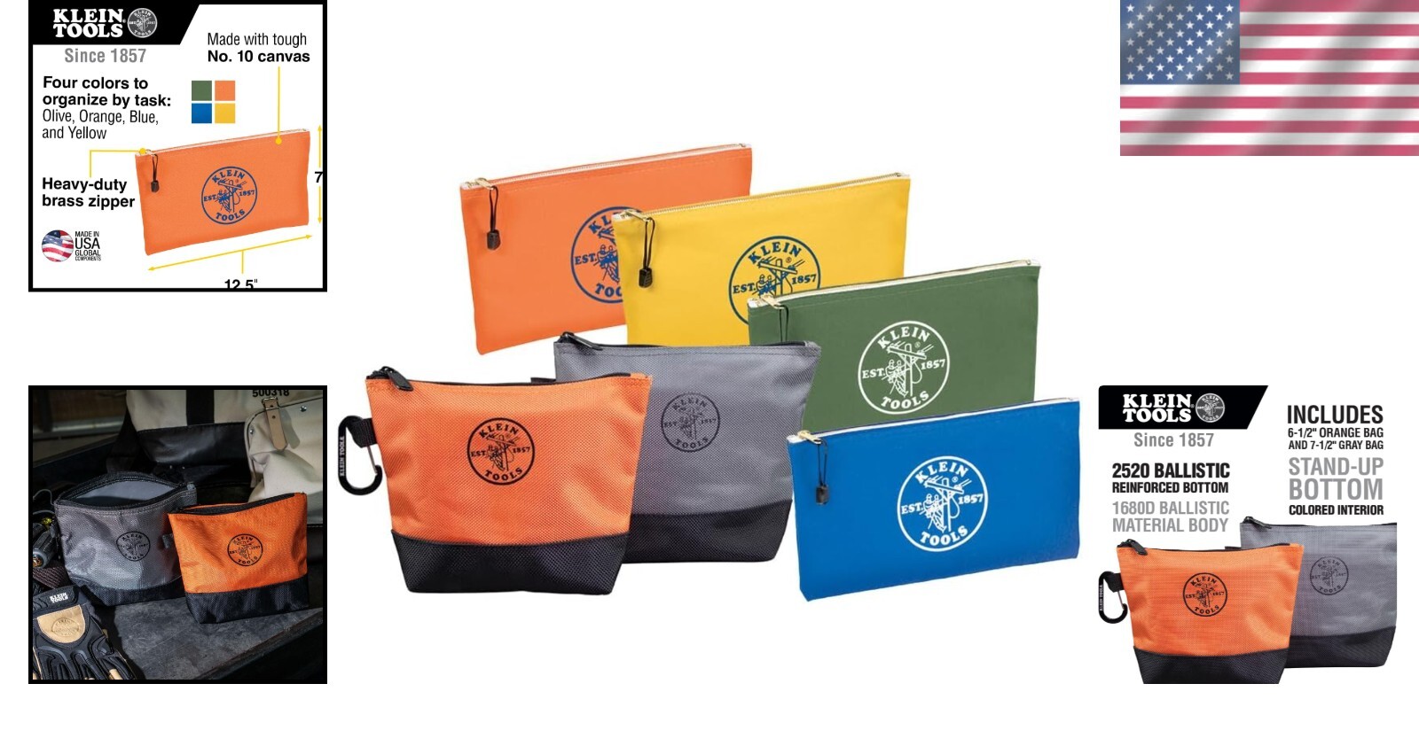 Versatile 80056 Tool Bag Storage Kit: Stand-Up Design with Colorful Pouches