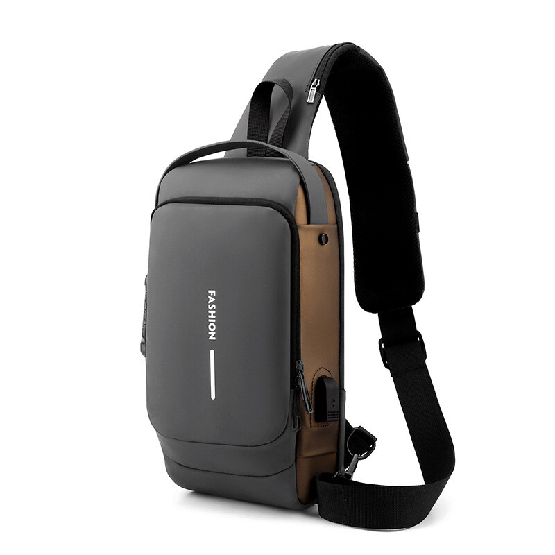 Men’s crossbody combination lock Anti-theft outdoor sports usb port chest bag