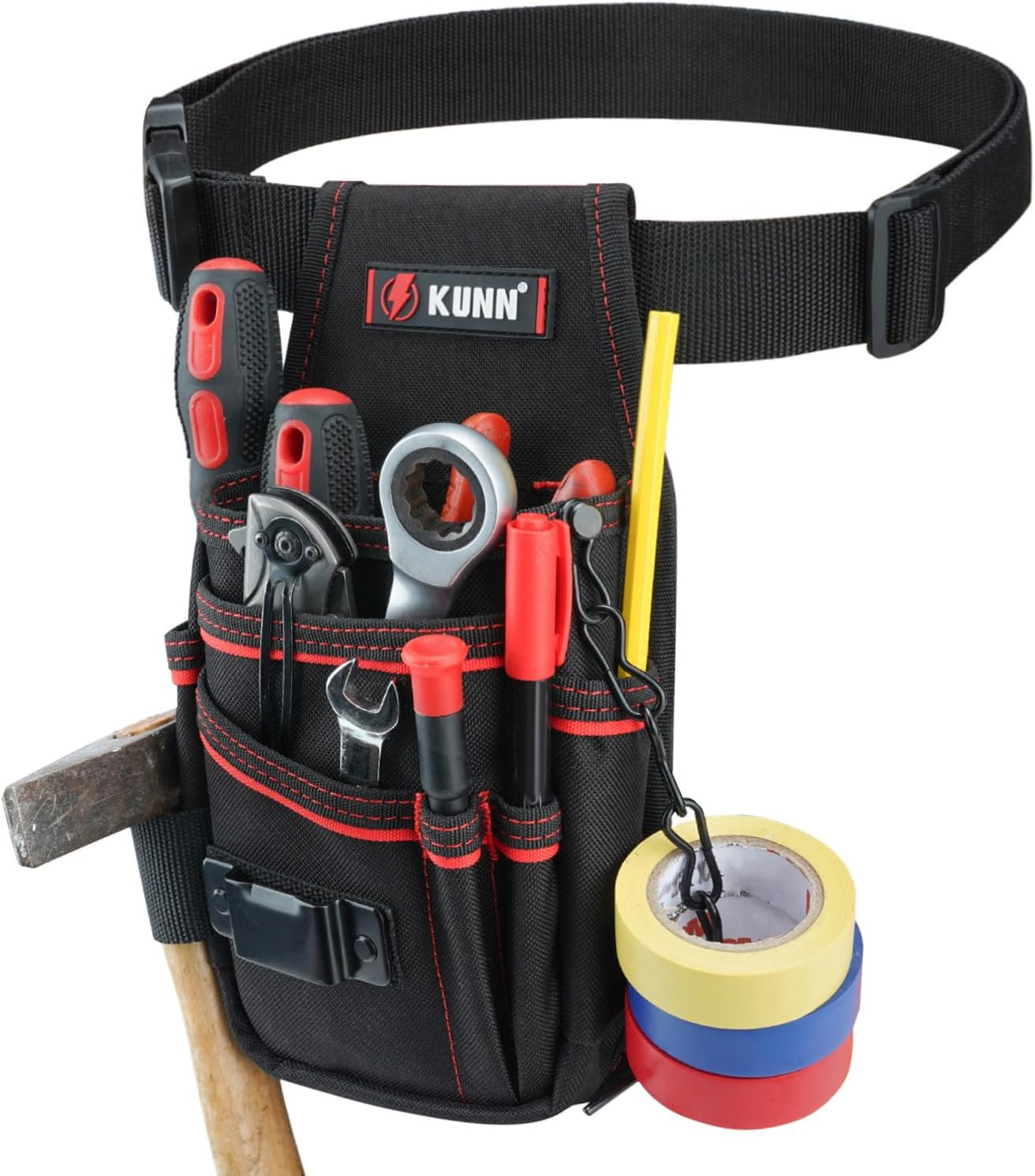 Heavy Duty Electrician Tool Pouch with Belt Clip – 7-Pocket Organizer