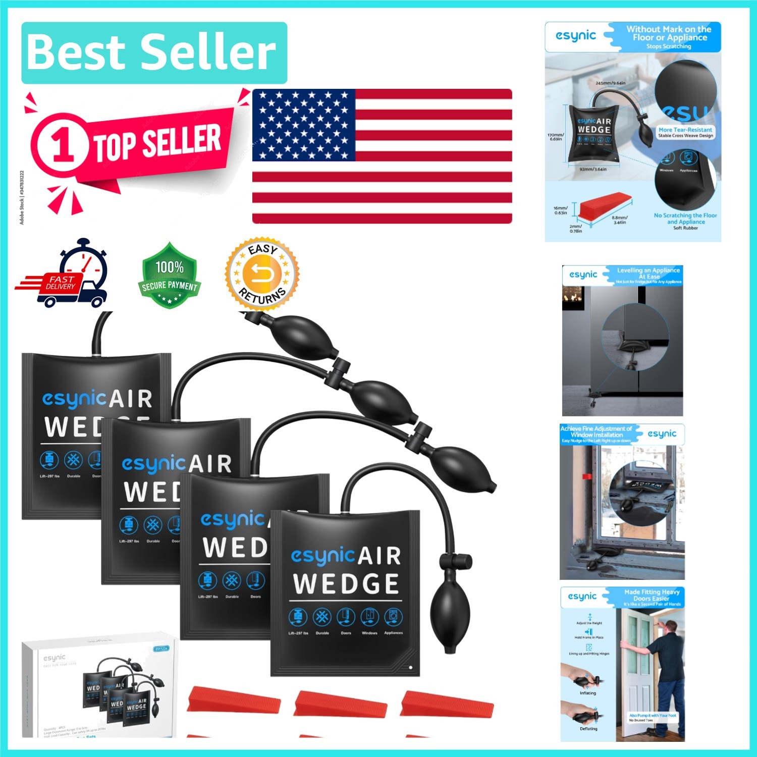 Heavy-Duty 4-Pack Air Wedge Bag Kit – 300lbs Lift Capacity for Door Install