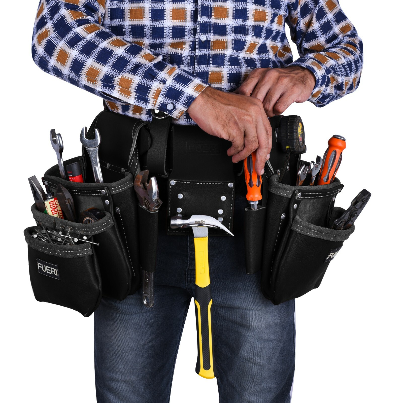 Leather Tool Belt Electrician Tool Pouch Carpenter Framer lineman Hammer Holder
