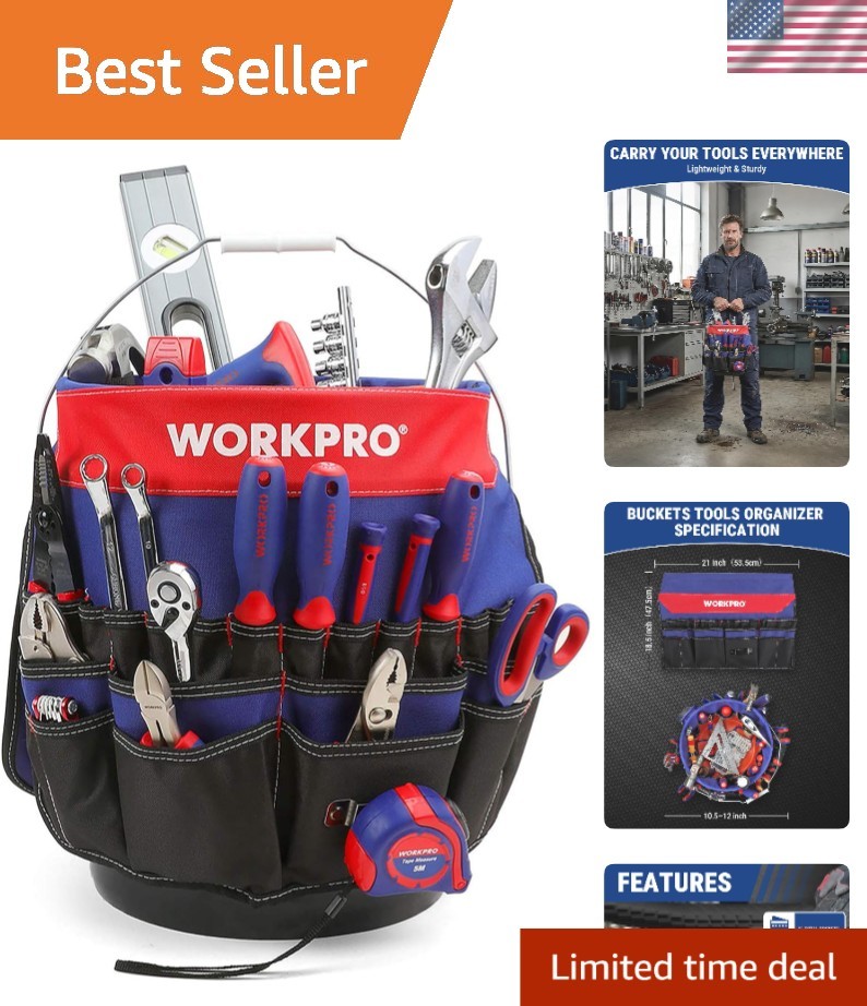 Waterproof 51 Pocket Tool Organizer for 3.5-5 Gallon Buckets | Compact Design
