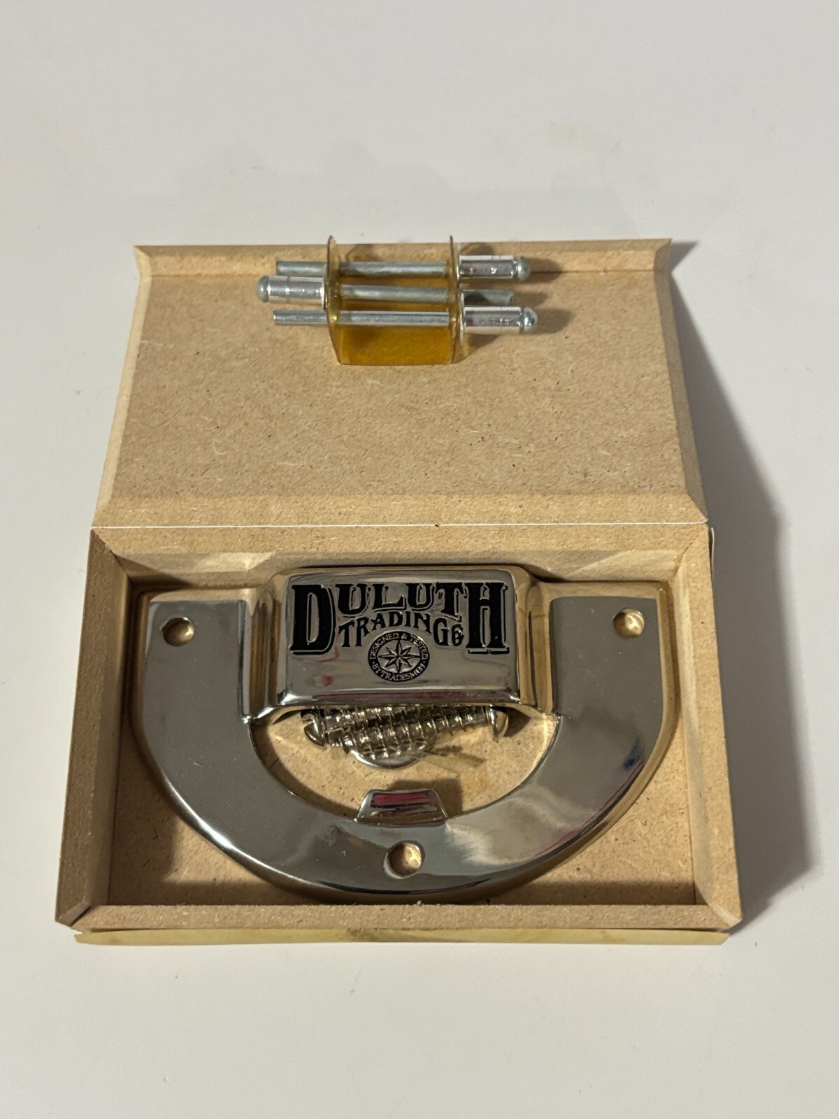 RARE New in Box Duluth Trading Company Metal Tape Measure Clip Holder Wall Mount