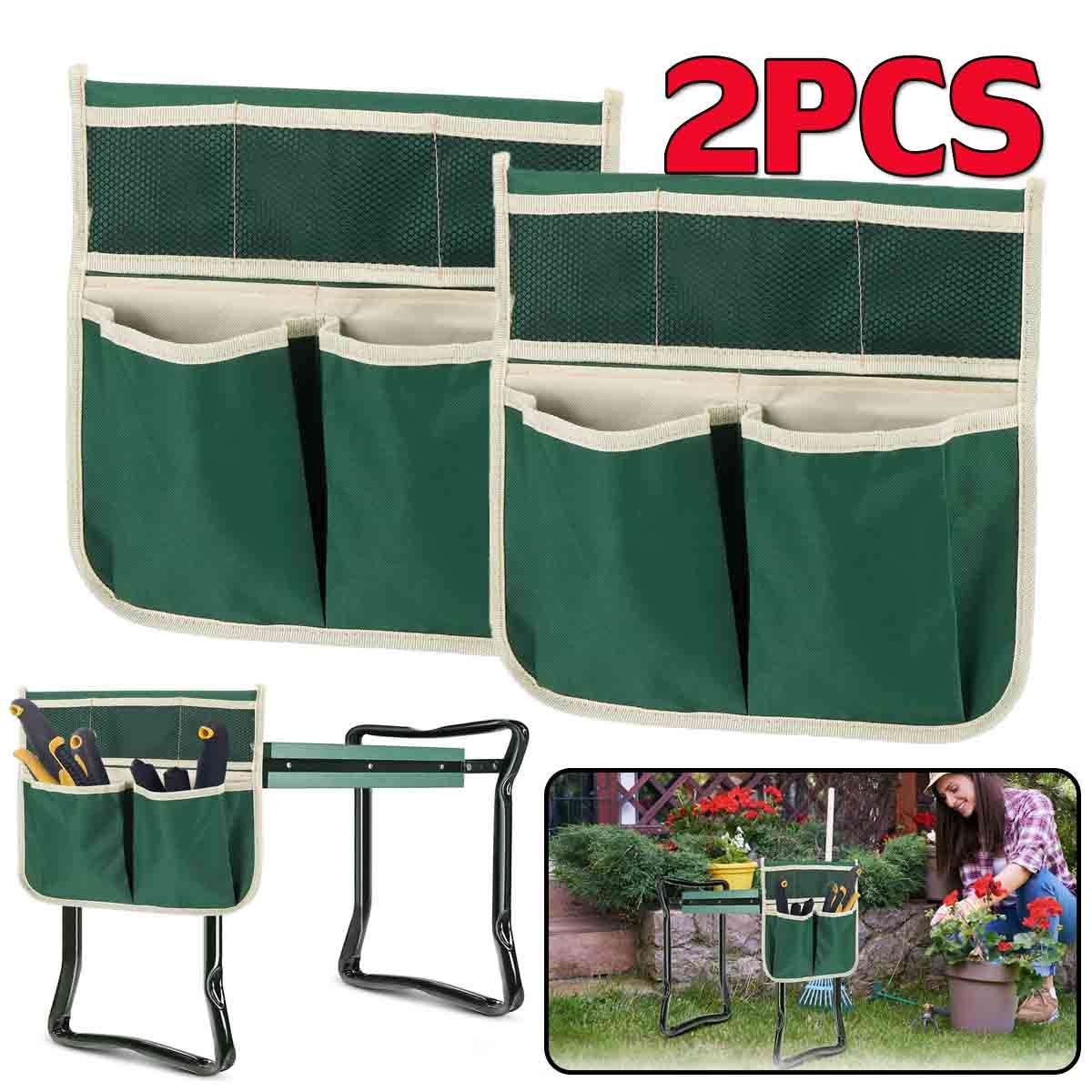 2PCS Folding Garden Kneeler Seat Tool Pouch Portable Stool Pad Chair Storage Bag
