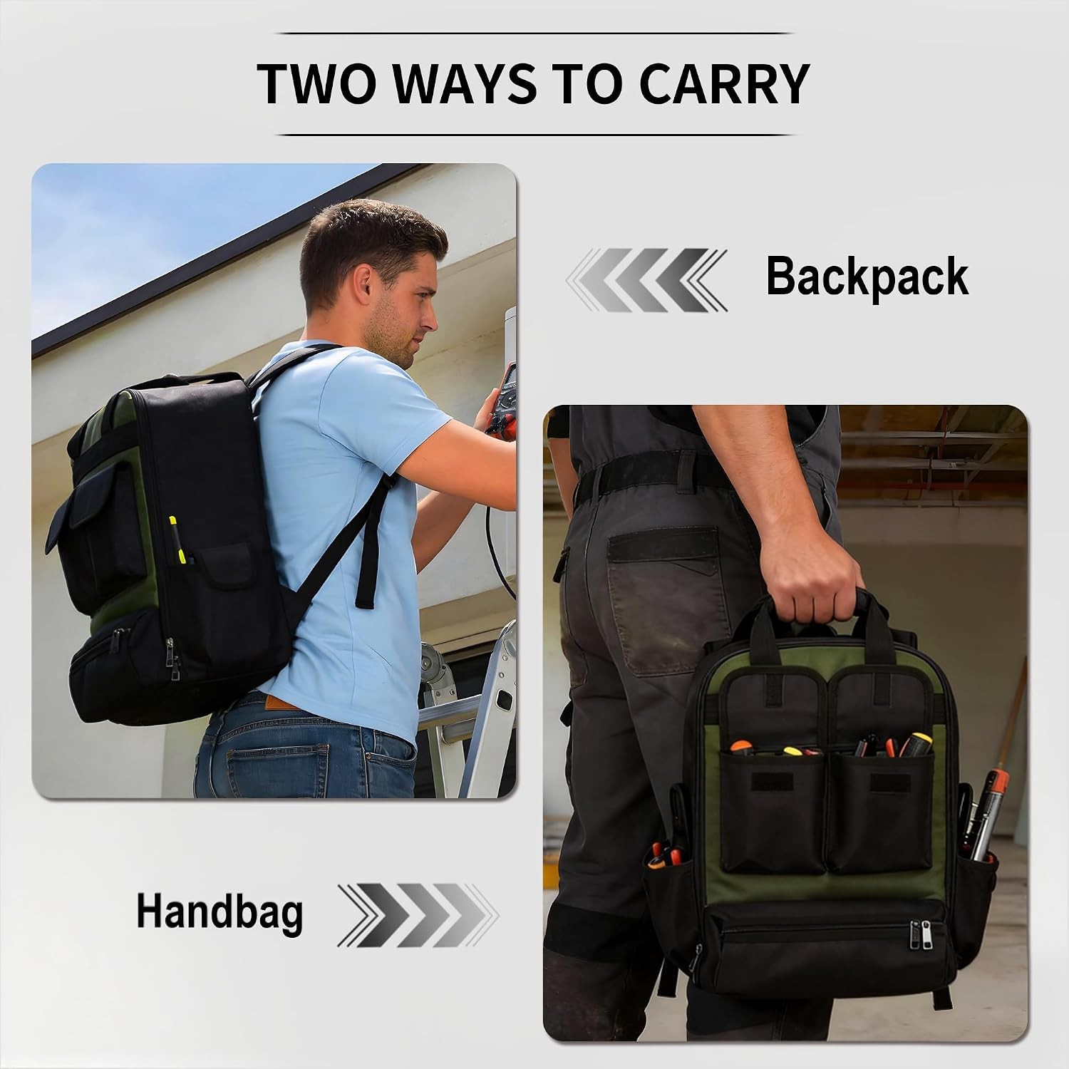 Tool Backpack Large Empty Tool Bag Waterproof Hard Bottom Laptop Storage