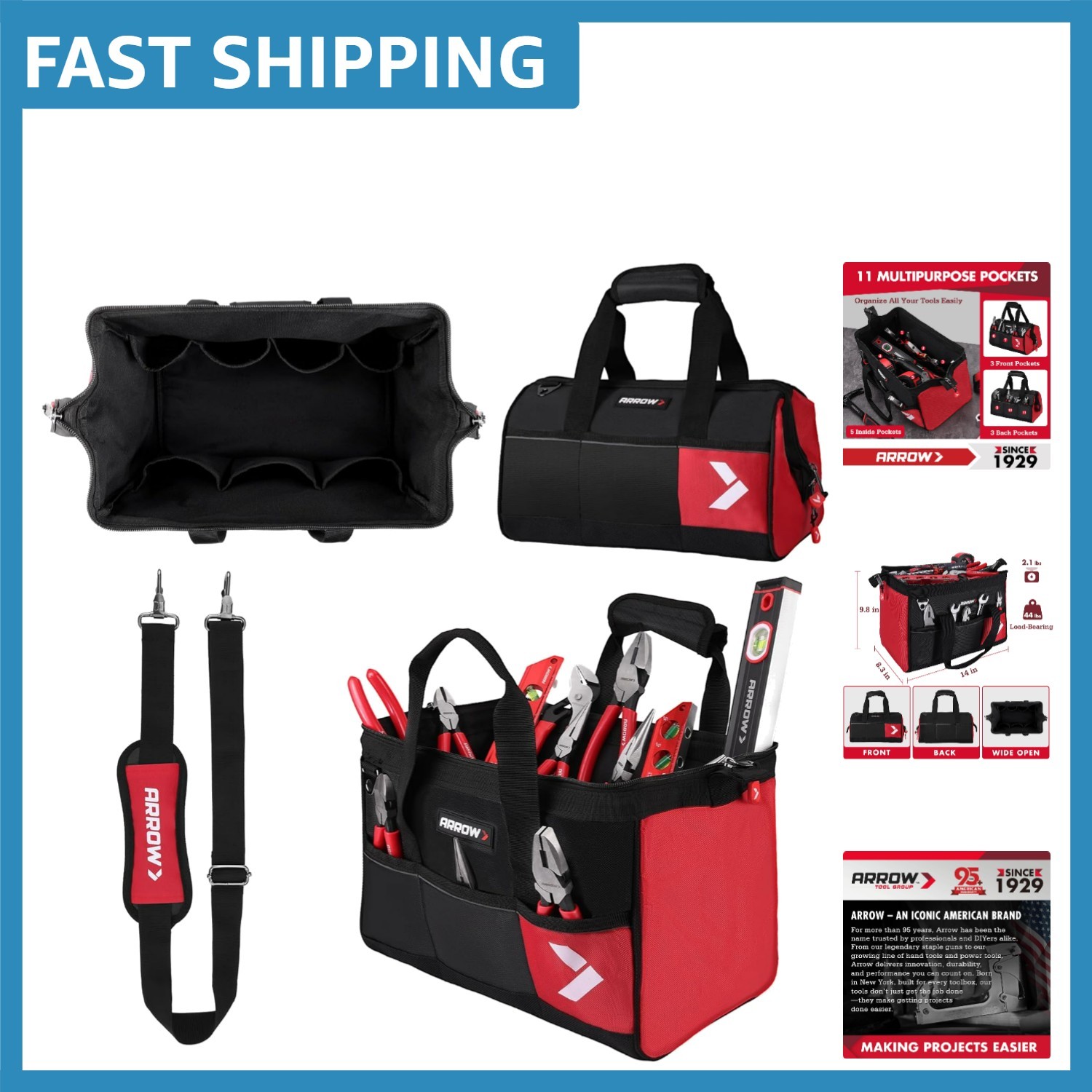 Spacious 14″ Tool Carrier for Mechanics & Case with Durable Oxford Fabric Design