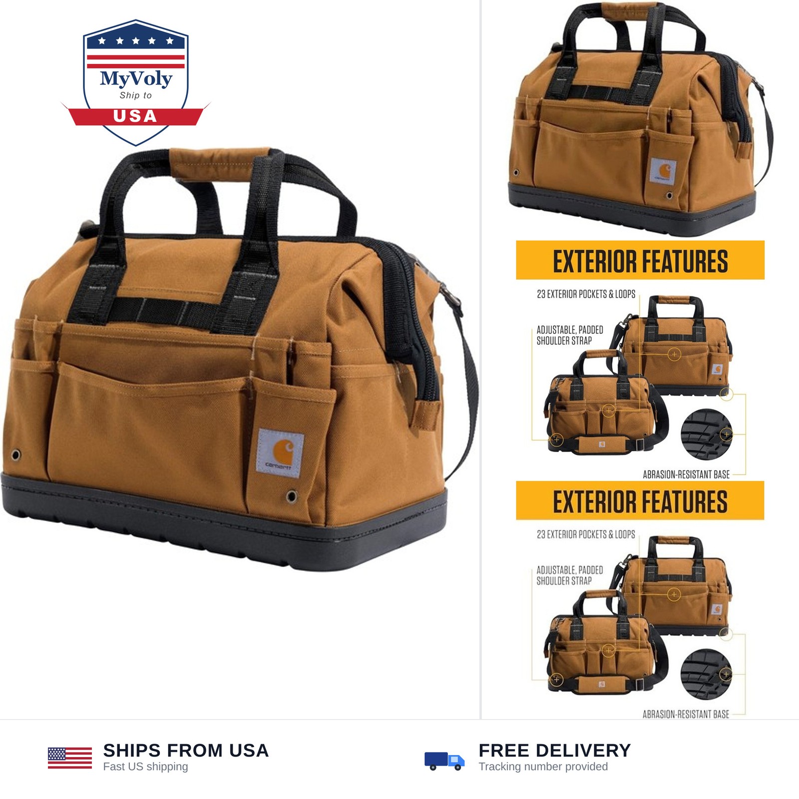 Carhartt 16-Inch Molded Base Heavyweight Tool Bag Carhartt Brown | Onsite, Du…